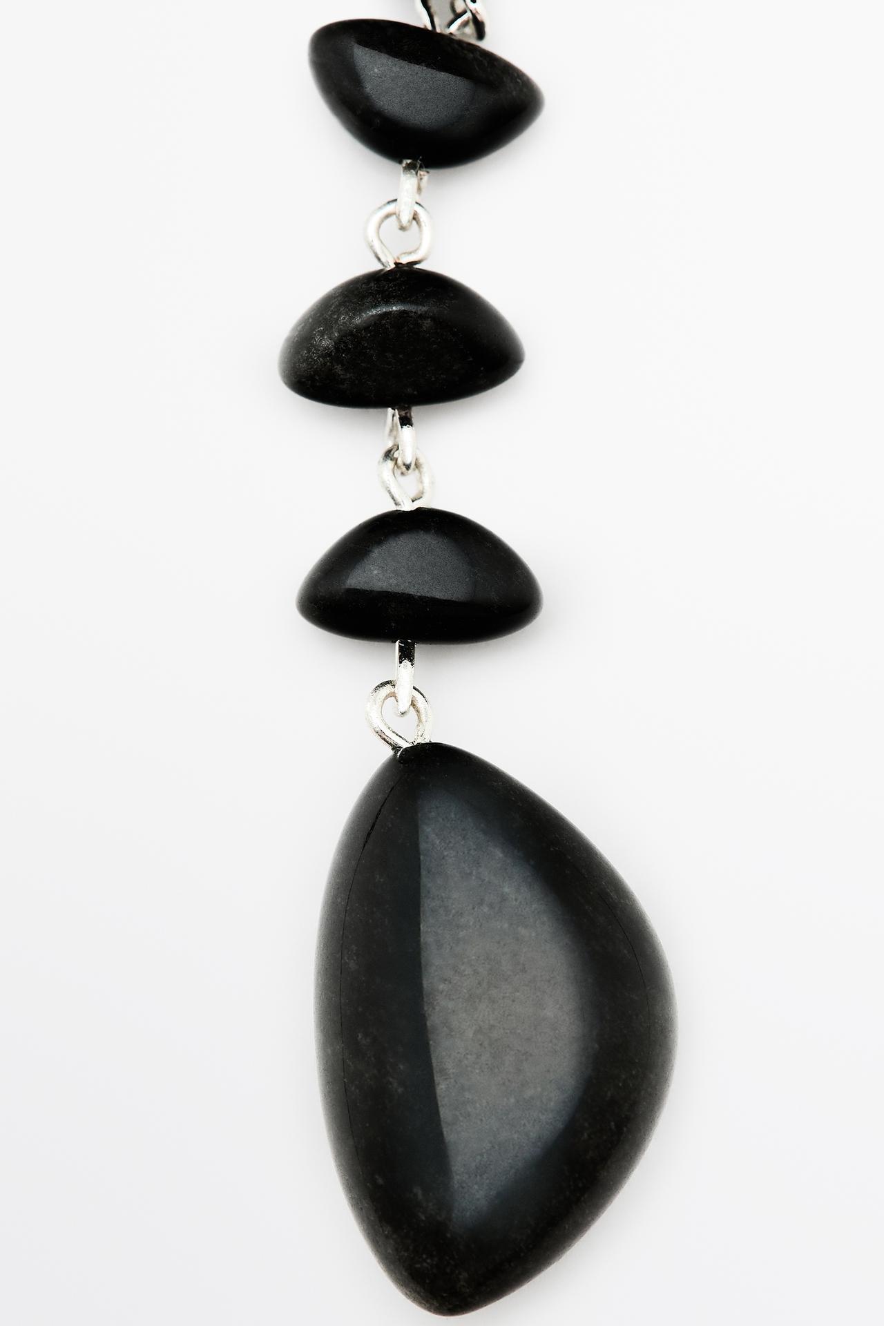 Gemstone dangle earrings — BLACK