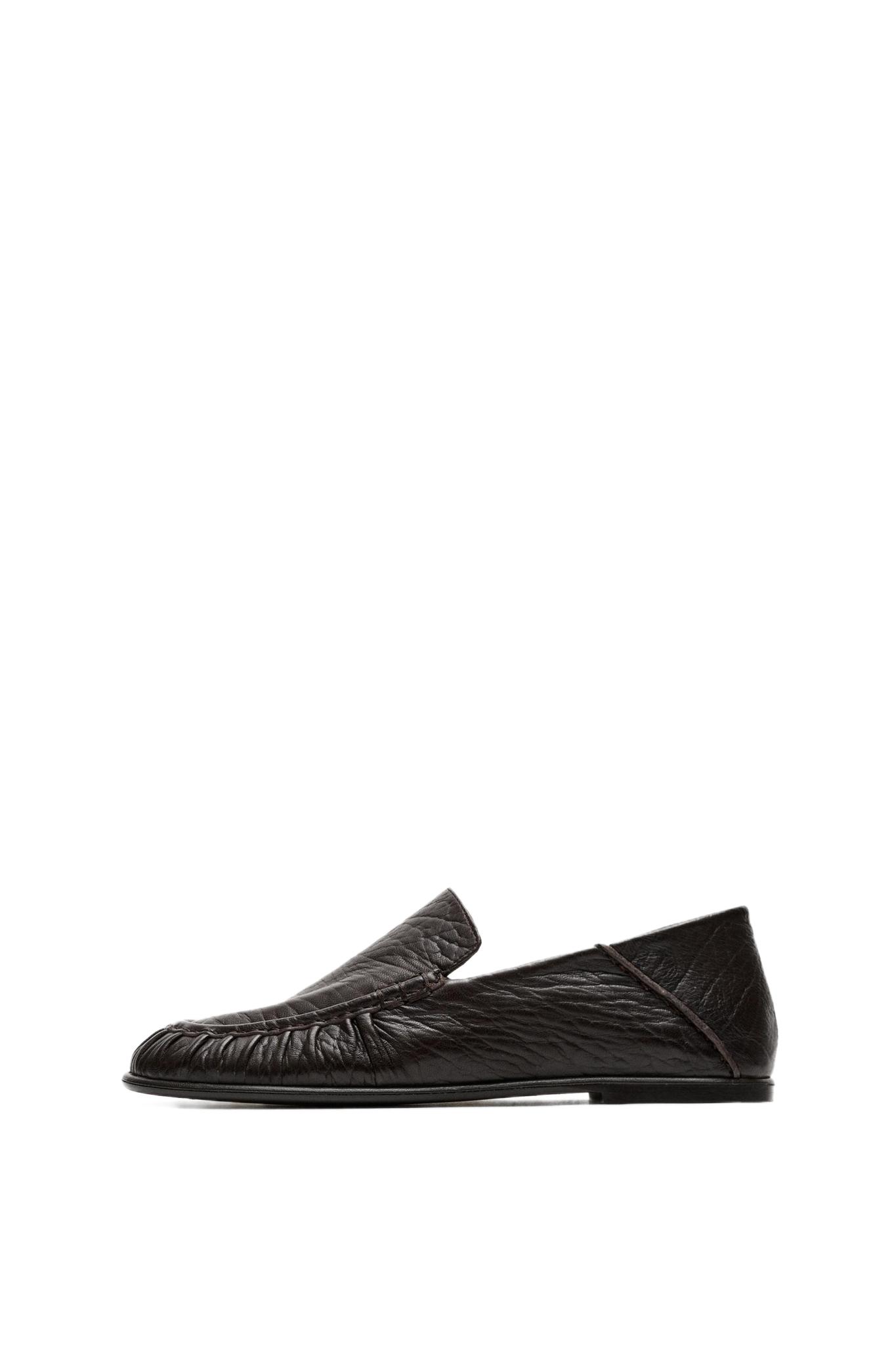 Milled leather loafer — BROWN