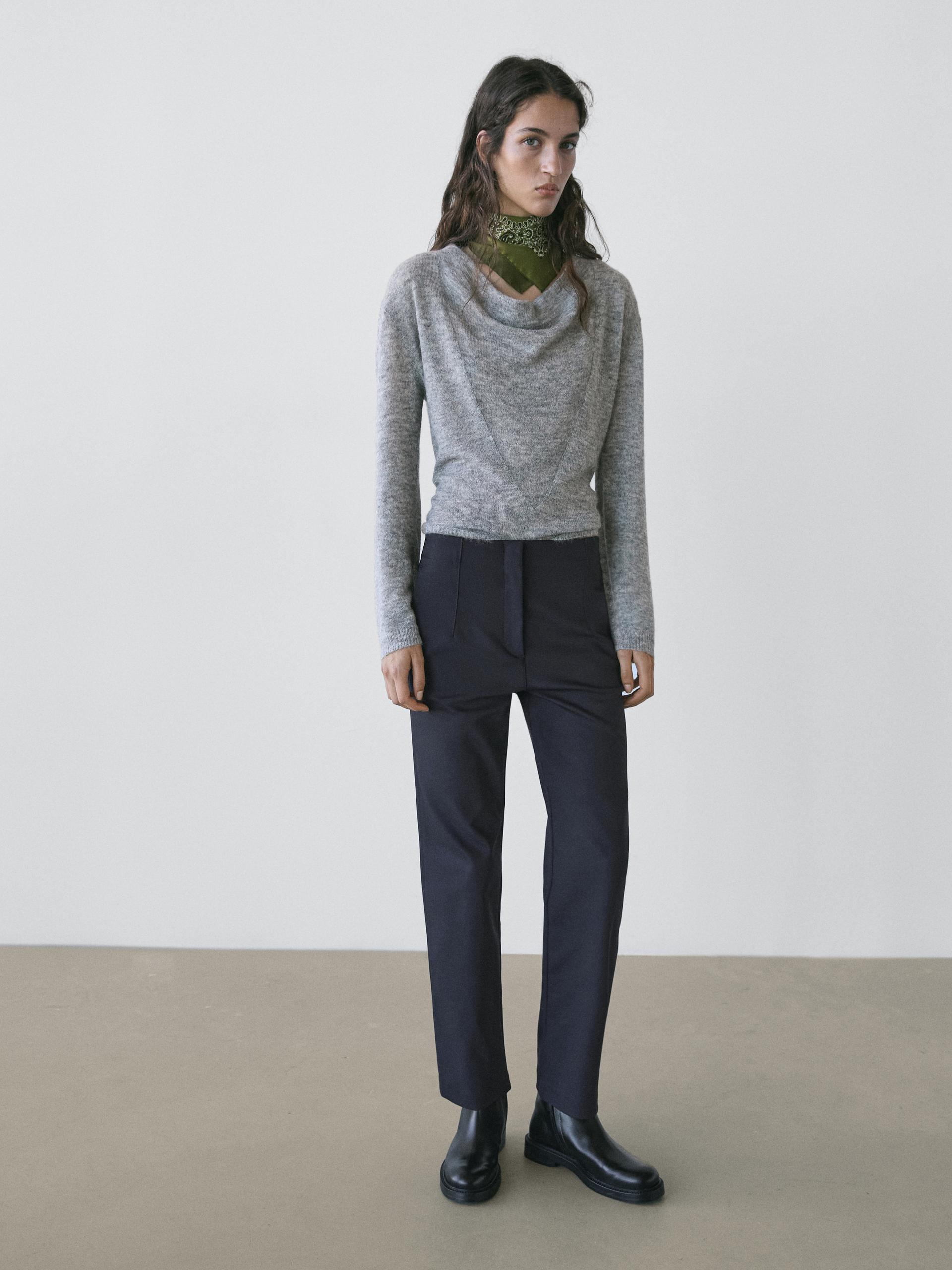 Pantalón Técnico Con Algodón - Azul Marino - 44 - Massimo Dutti - Mujer