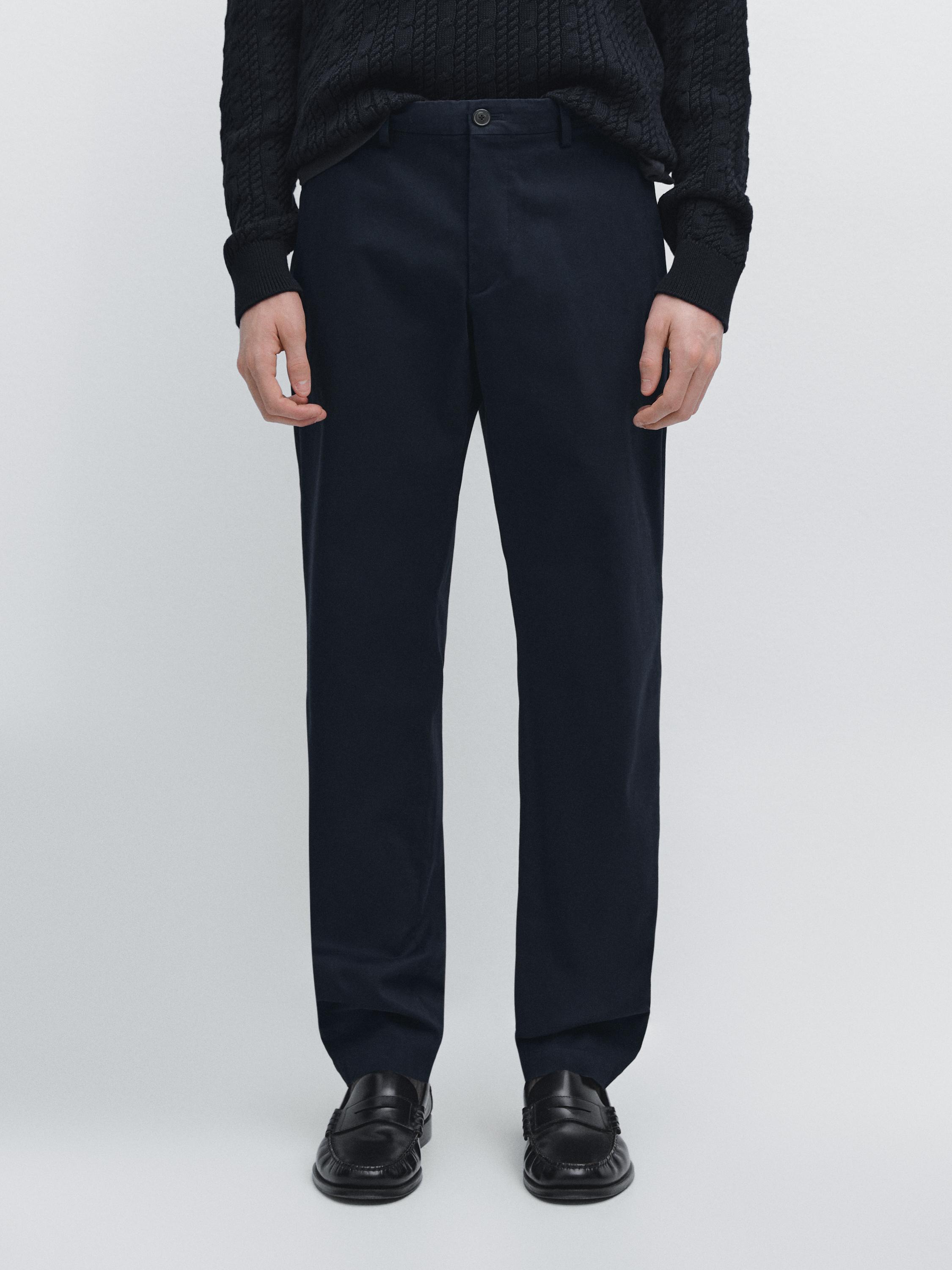 Slim fit cotton trousers — NAVY BLUE