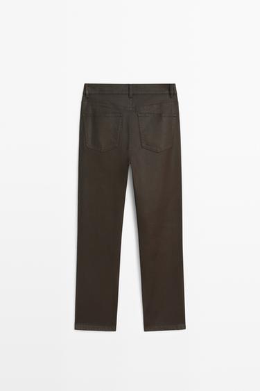 Waxed straight-leg pants — BROWN 6