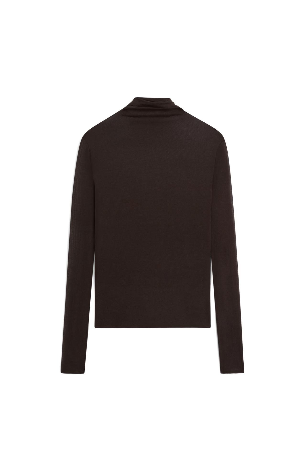 100% silk funnel neck T-shirt - LIMITED EDITION — Chocolate