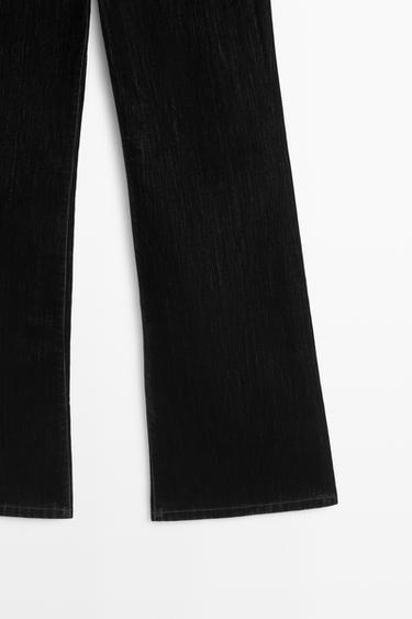 Mid-waist cropped flare jeans with flocking — BLACK 7