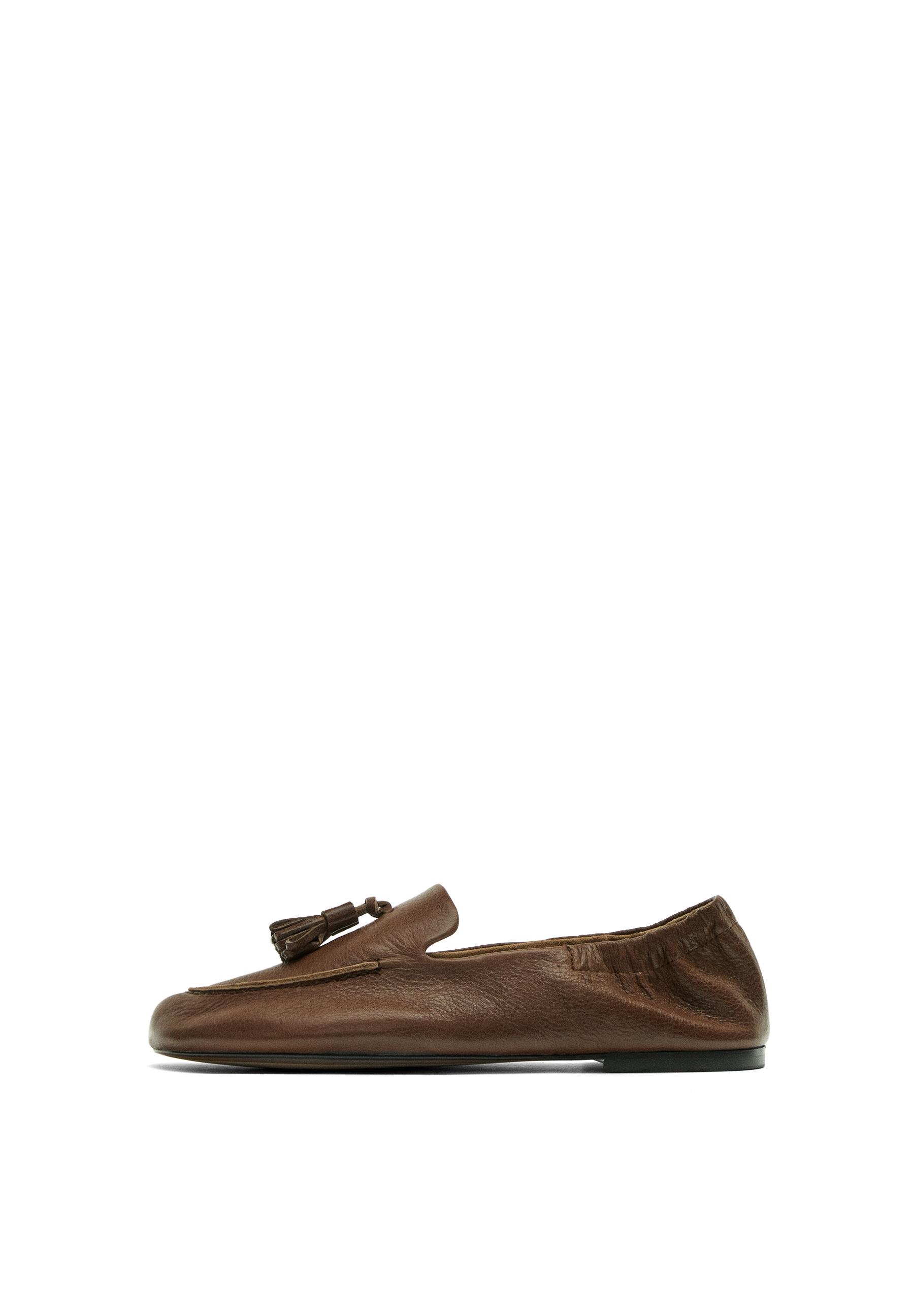 Leather tassel loafers — HAZELNUT BROWN