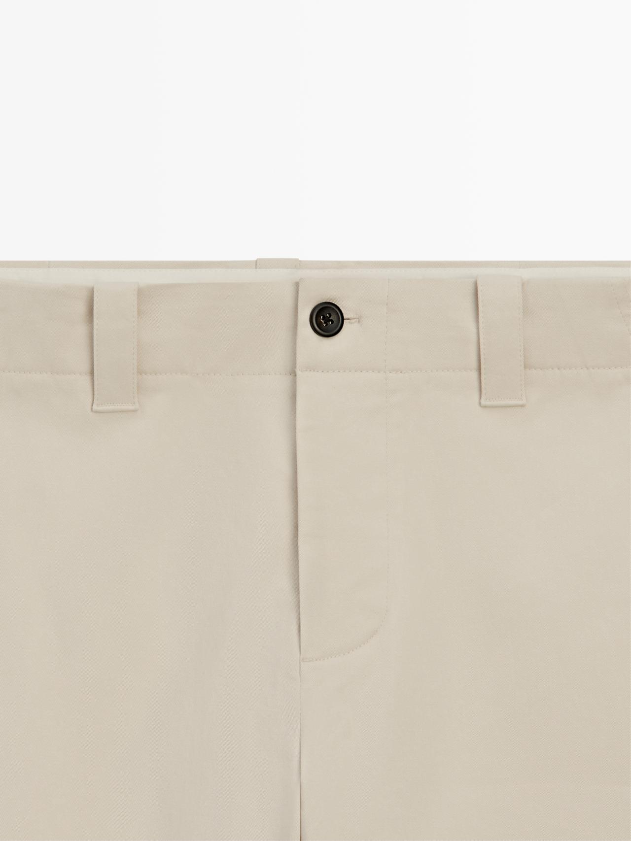 Cotton blend pants with waist detail — BEIGE