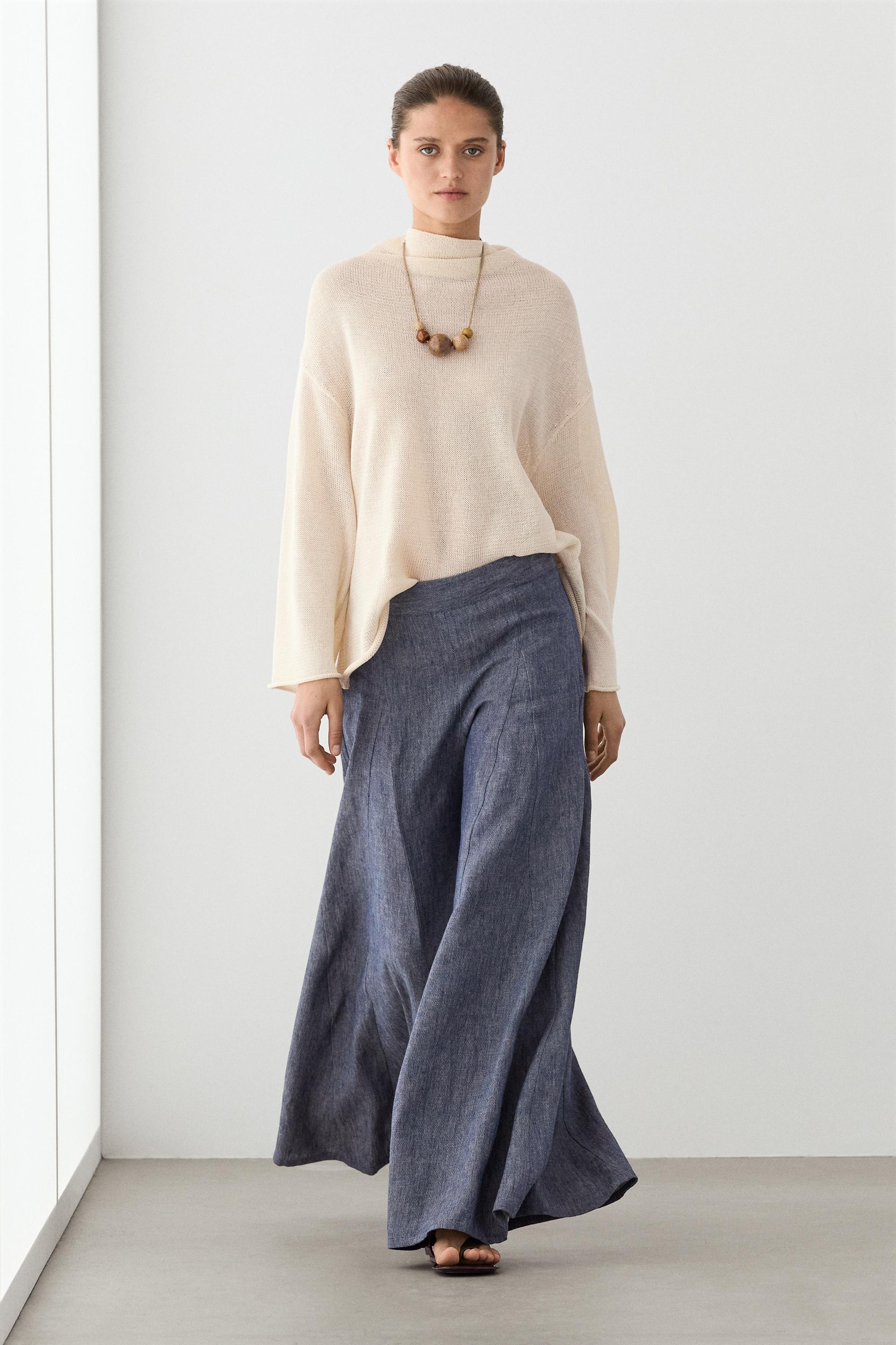 Pleated palazzo trousers — Dark Blue