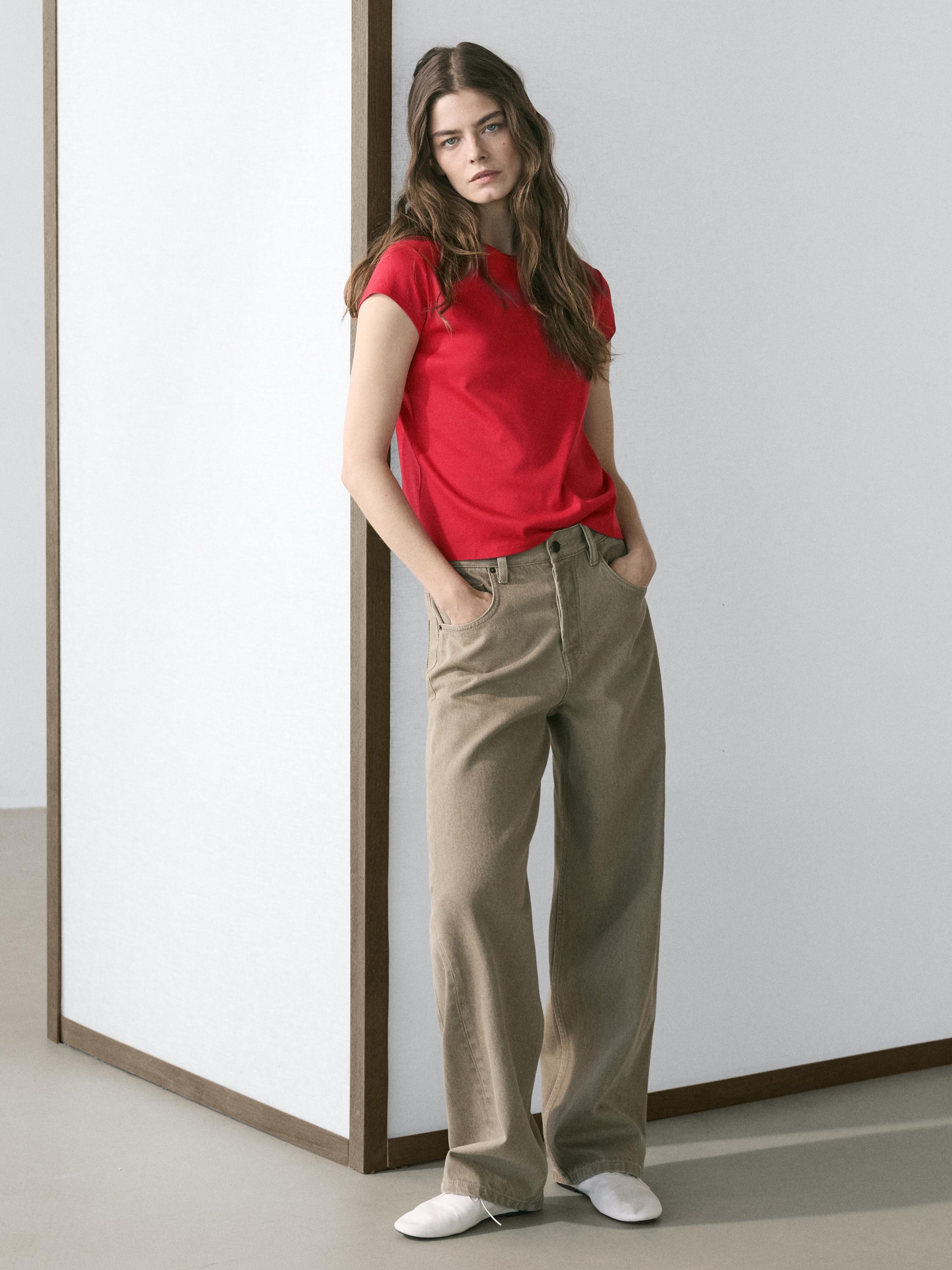 Mid-waist balloon fit jeans — SAND