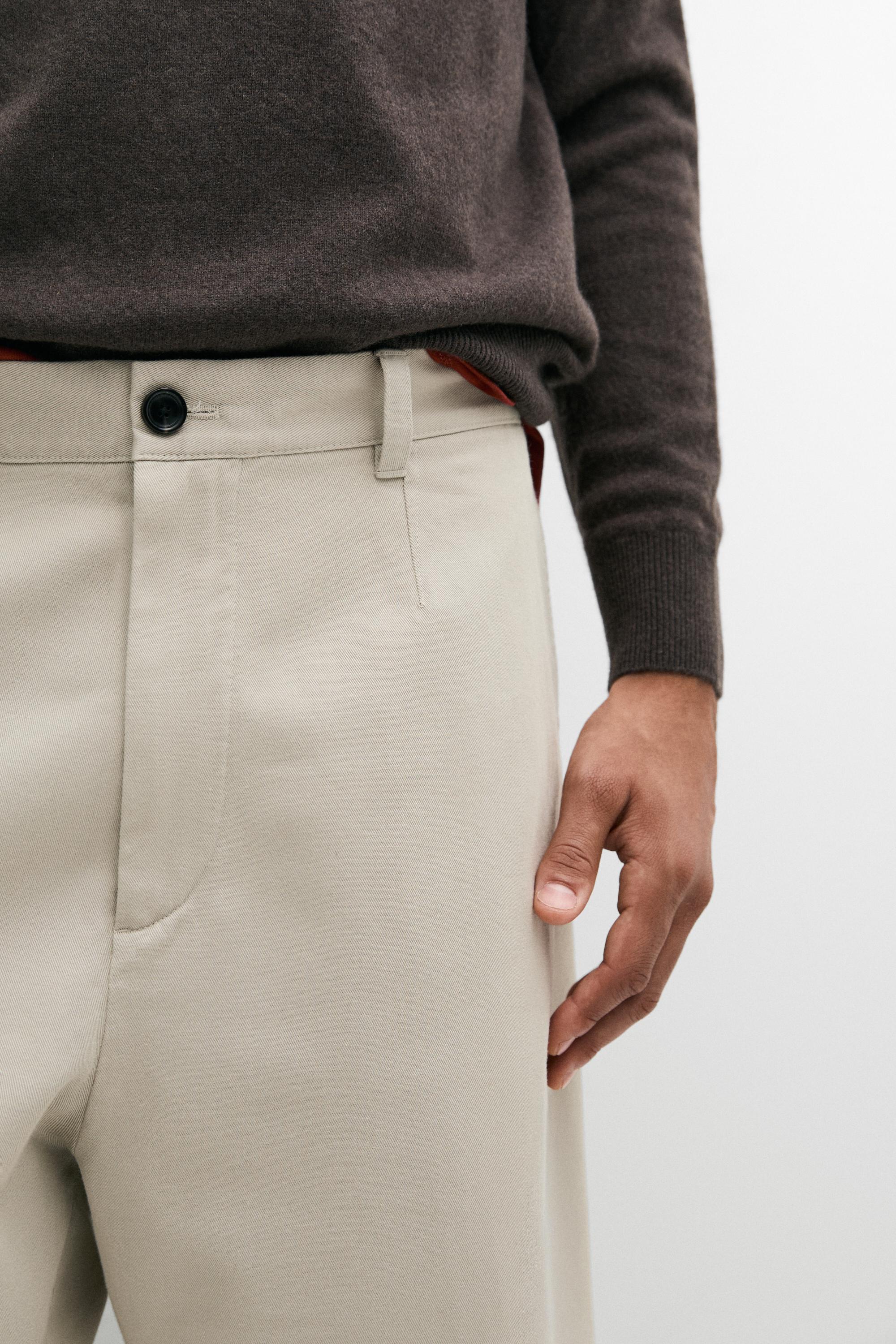 Pleated barrel fit pants — BEIGE