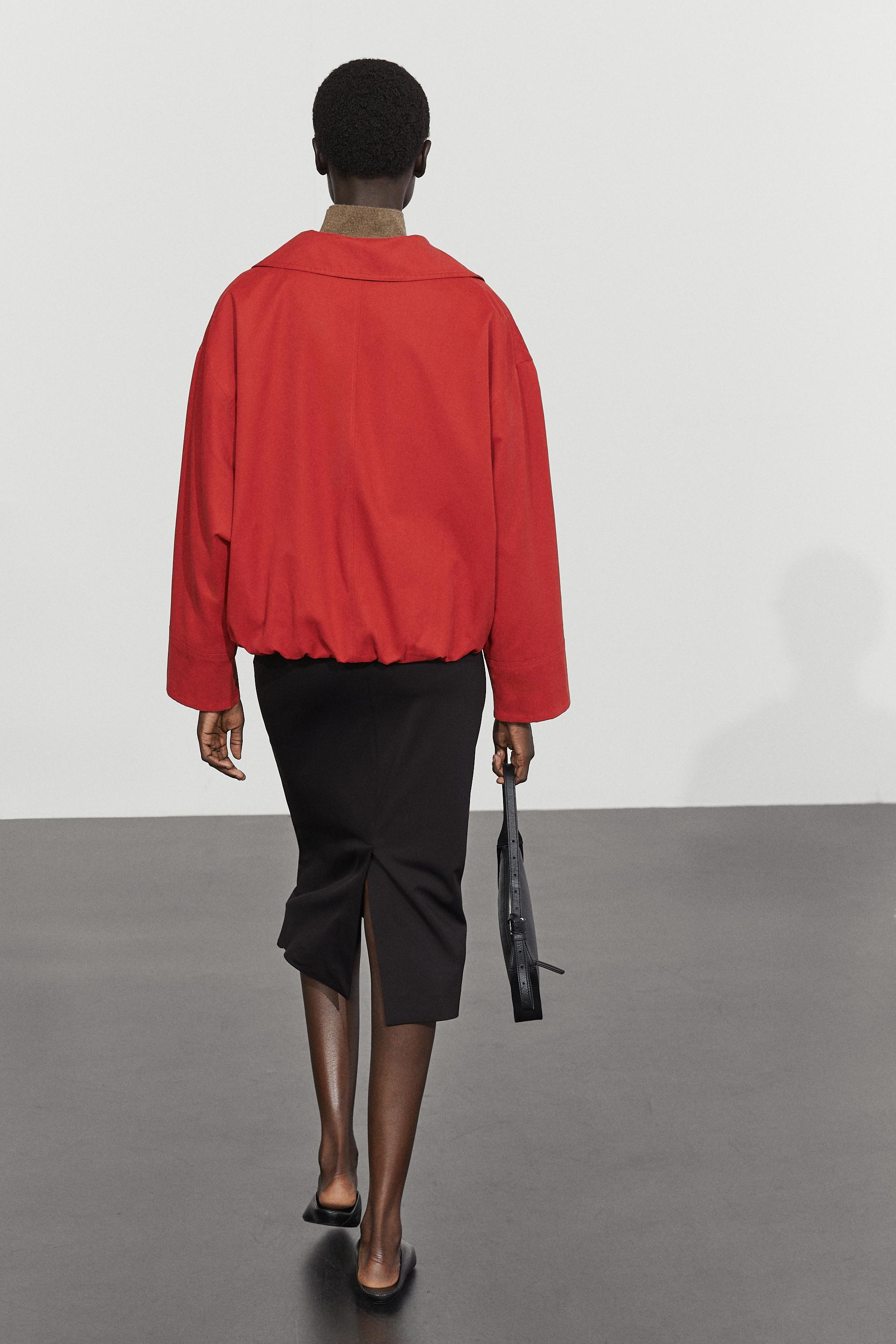 Cotton blend gathered bomber jacket — DARK PINK