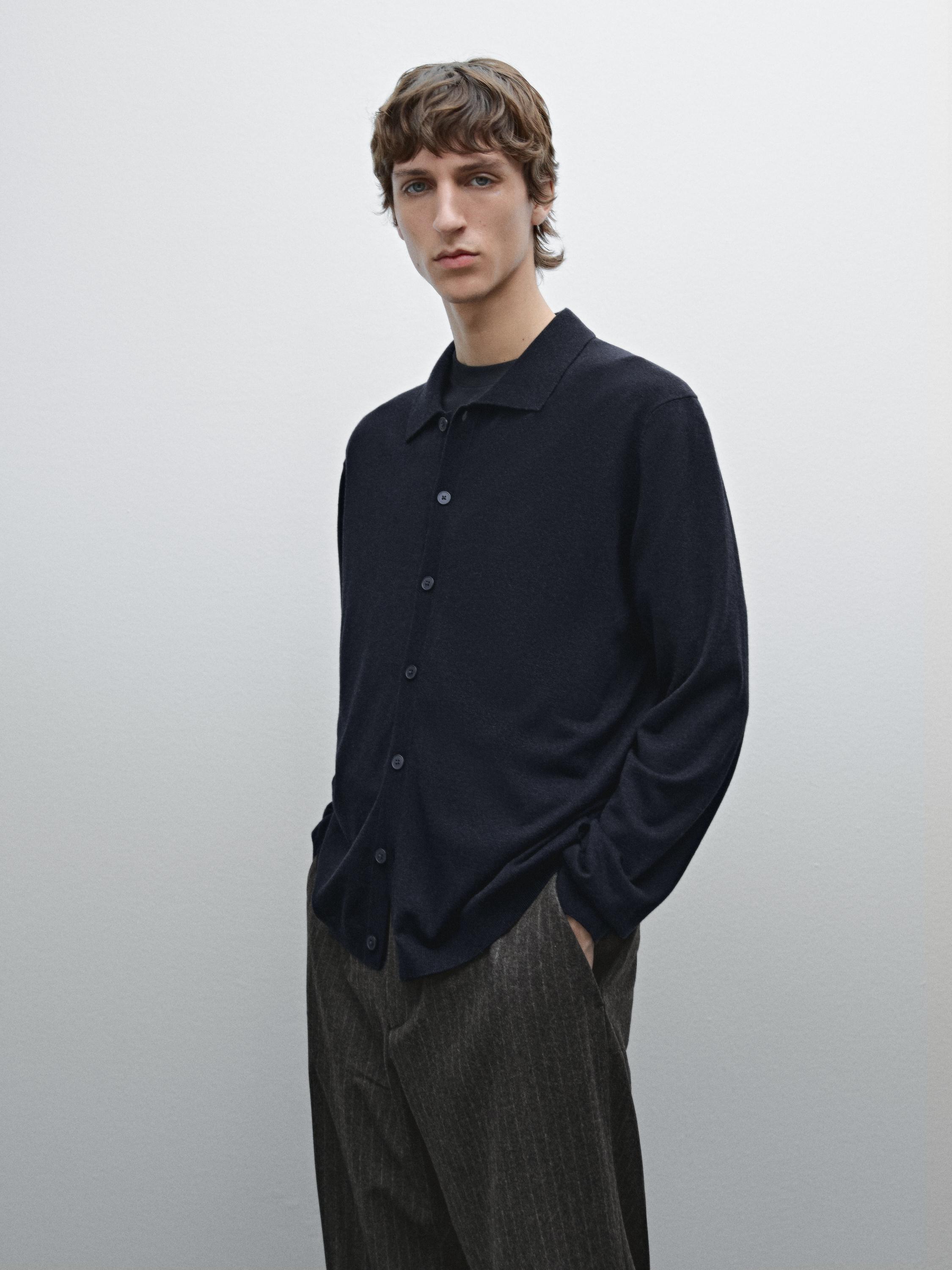 Cárdigan botonadura mezcla lana