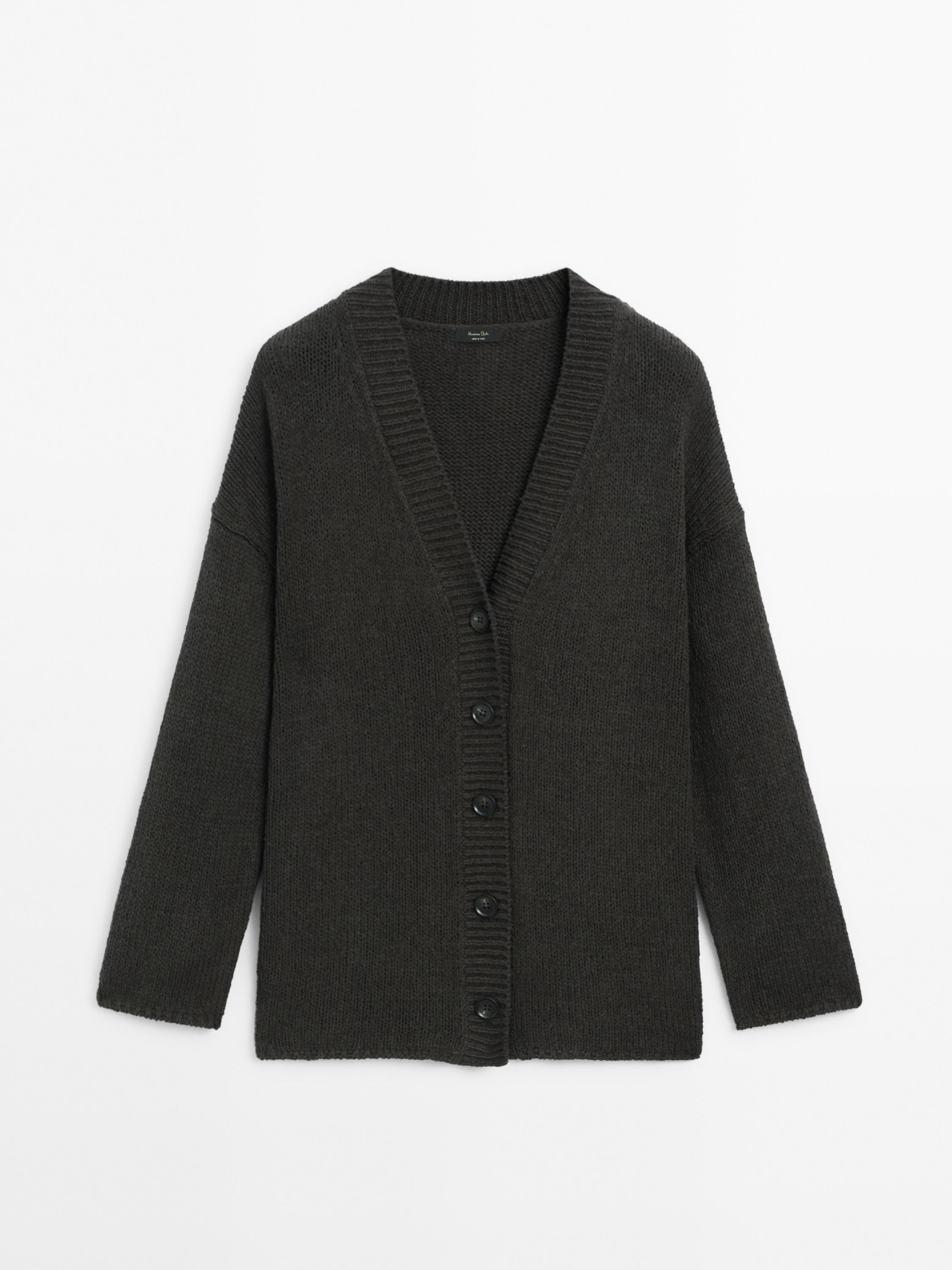 Cardigan Aus Baumwollmischgewebe Dunkelgr n Pullover Und Cardigans cardigan-aus-baumwollmischgewebe-dunkelgr-n-pullover-und-cardigans