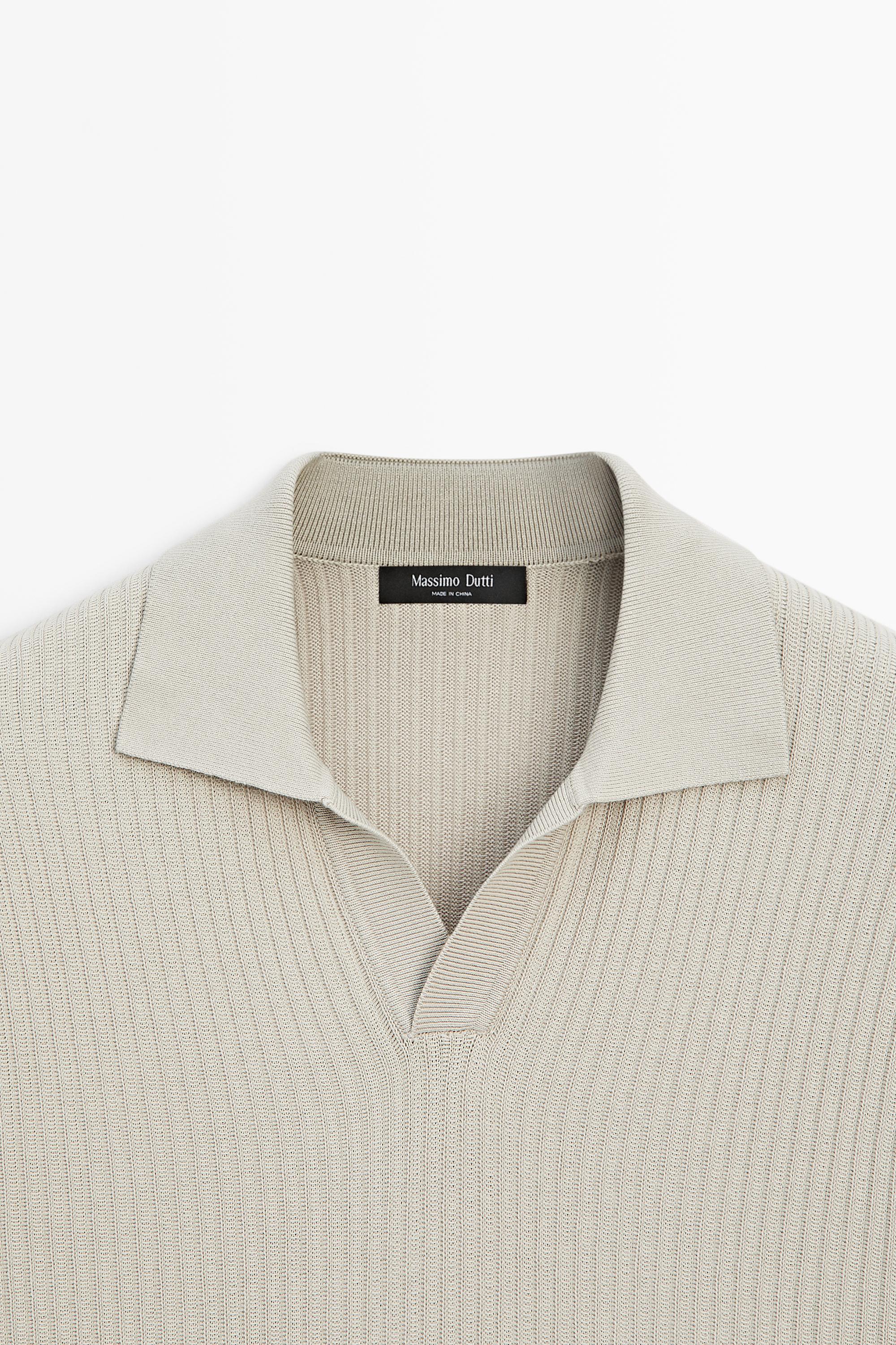 Regular fit cotton knit polo shirt — Green