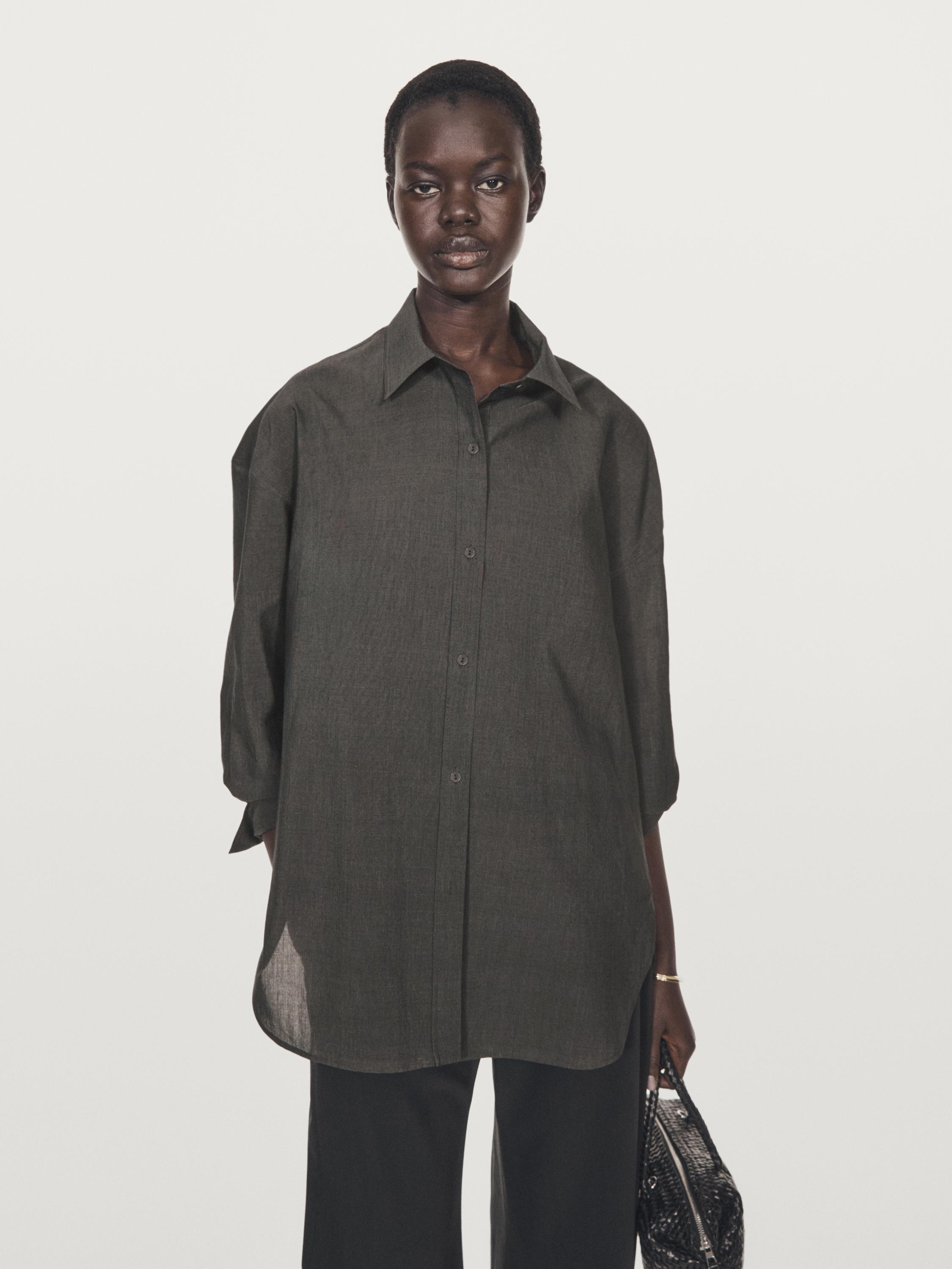 Camisa oversize em mistura de algodão