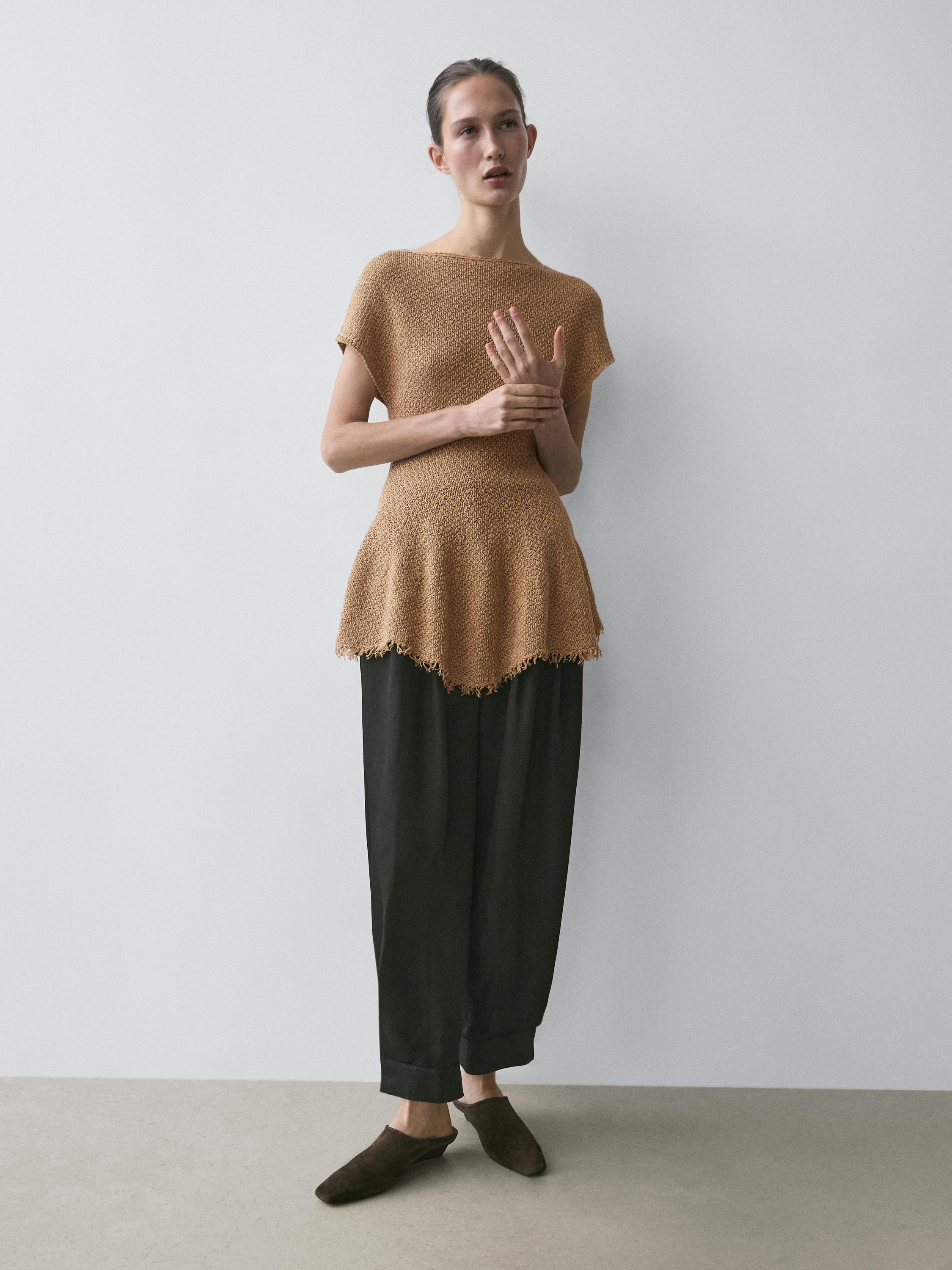 Sarouel trousers in flowing fabric — BLACK