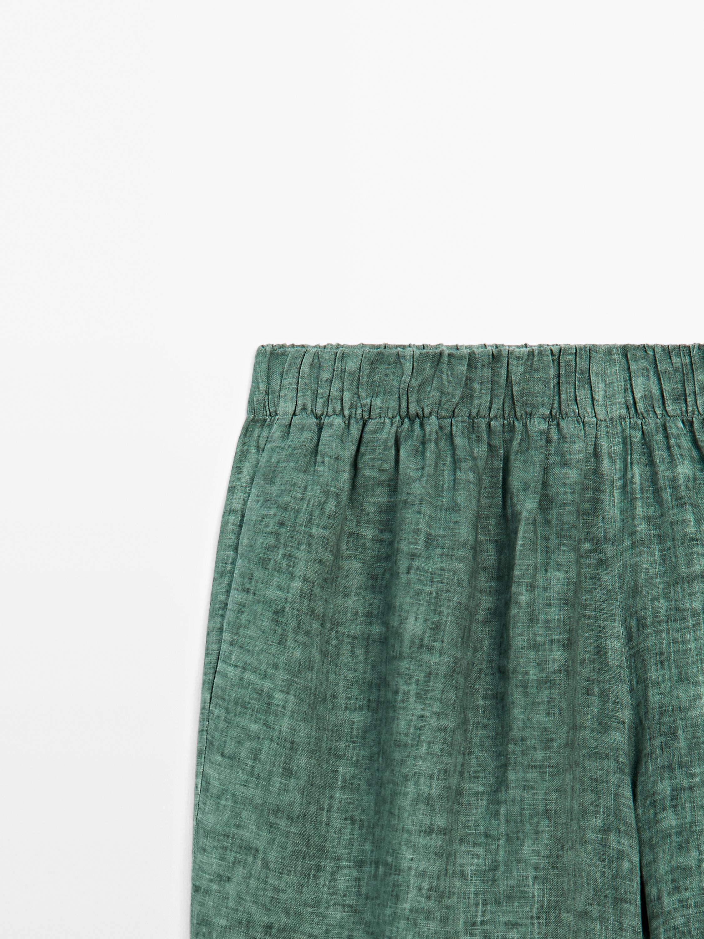 Pantalón goma fluido 100% lino