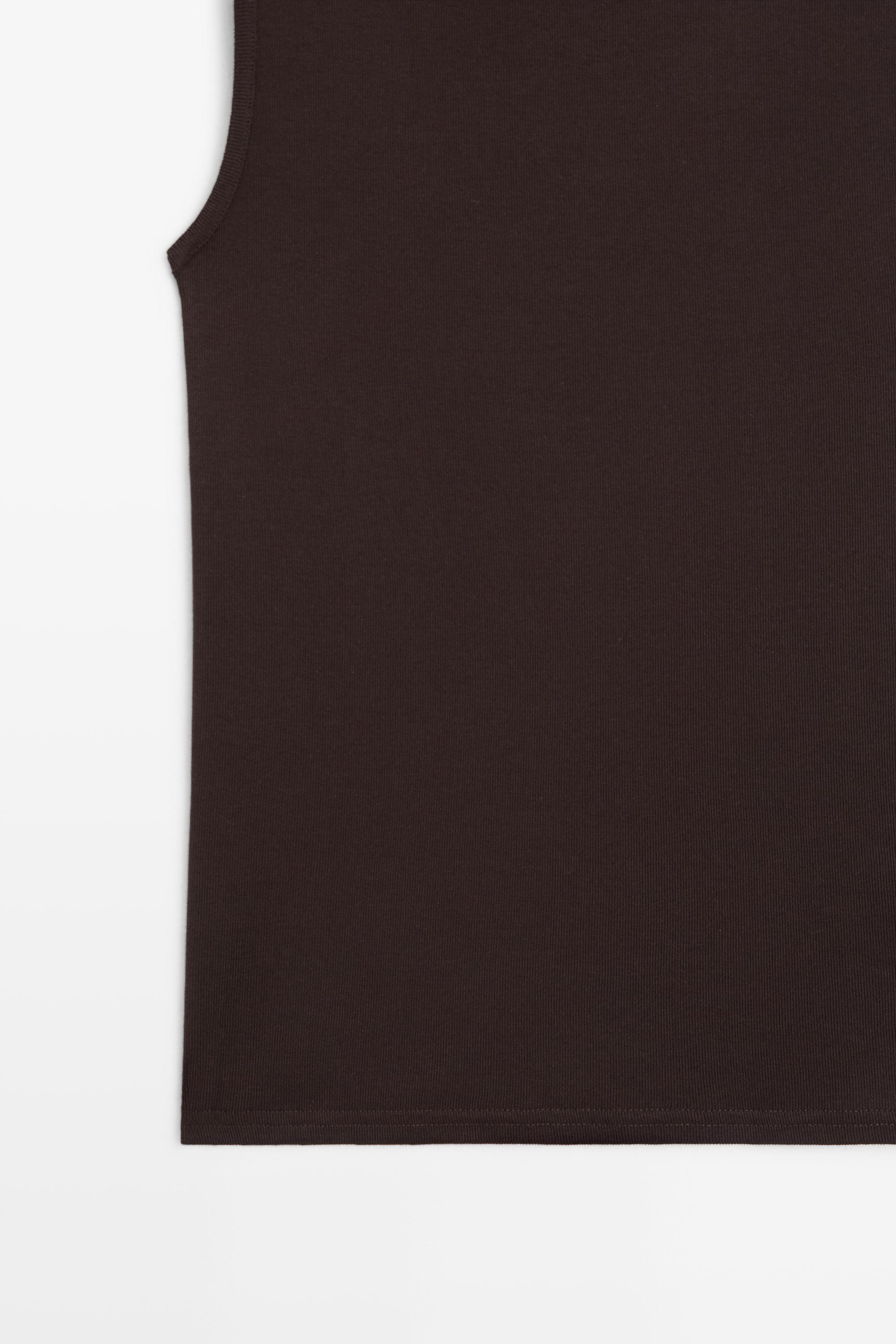 100% cotton straight neckline T-shirt — BROWN