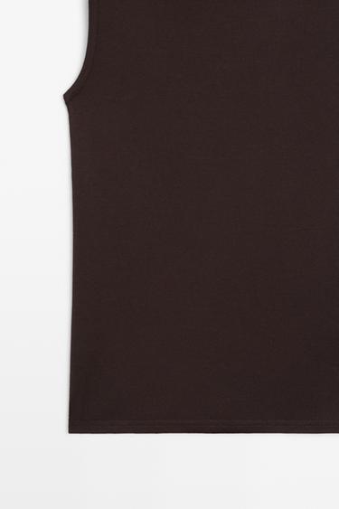 100% cotton straight neckline T-shirt — BROWN 7