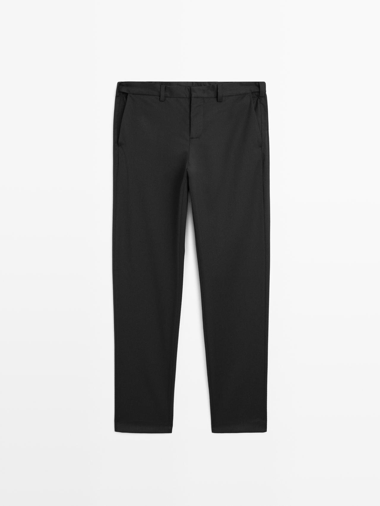 Massimo Dutti - Herre - Comfort Waist Bukser Med Indvendig Elastik - Sort - 44