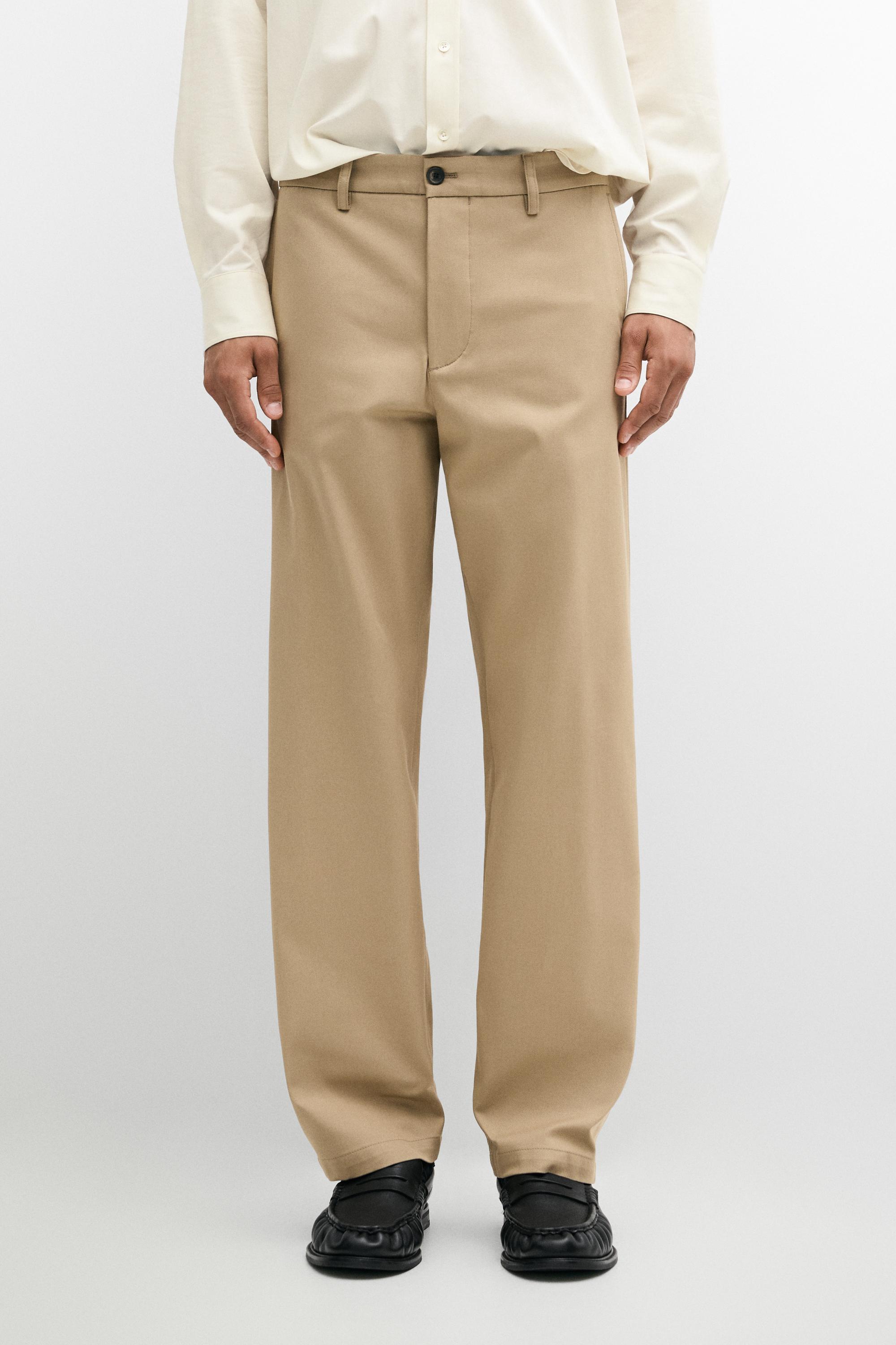 Pantalon straight en coton mélangé