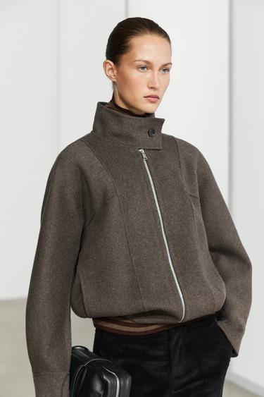 Wool blend bomber jacket — BROWN 5