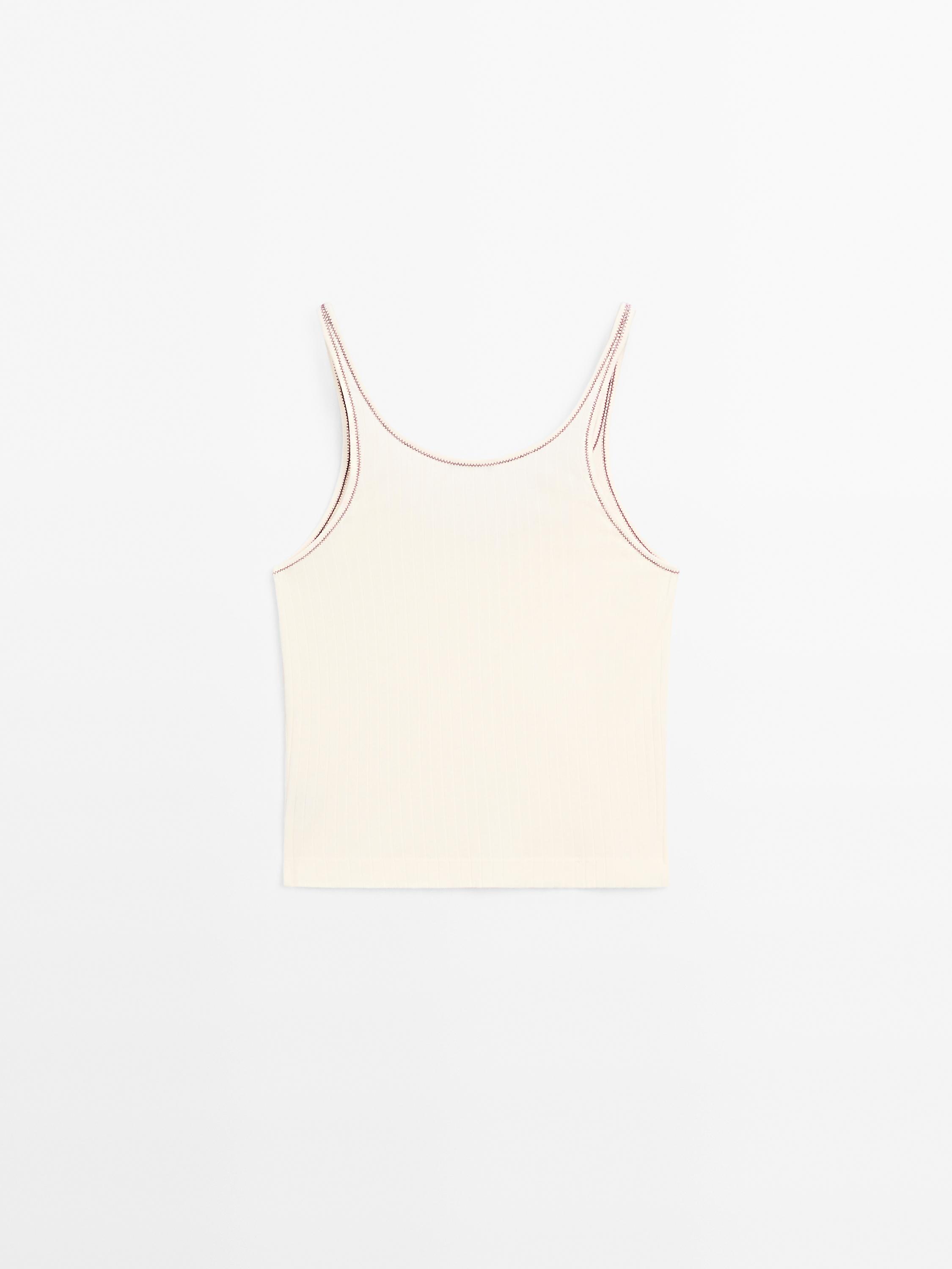 Sleeveless 100% cotton knit T-shirt