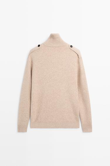 Mock neck knit sweater with zip — Light Beige 6