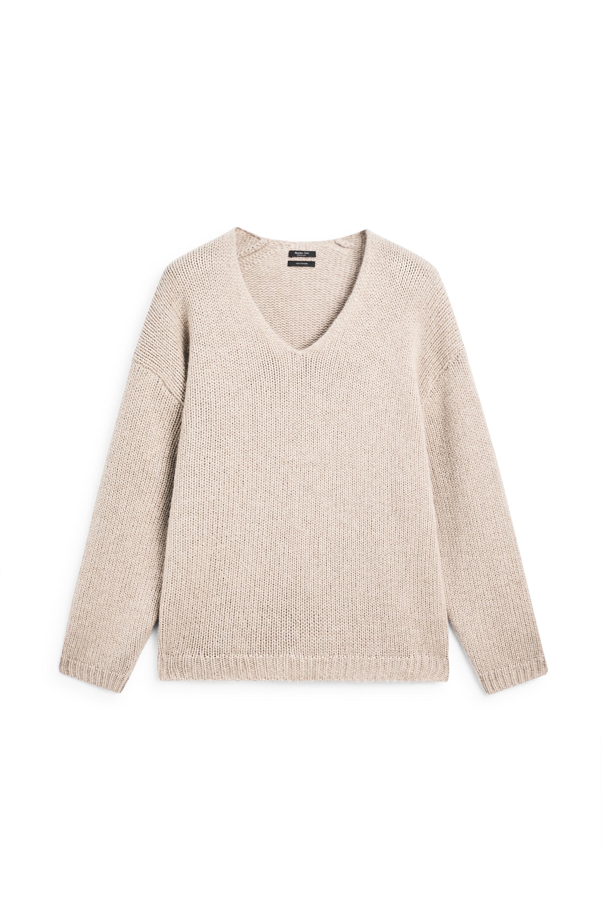 100% cashmere V-neck sweater — MINK