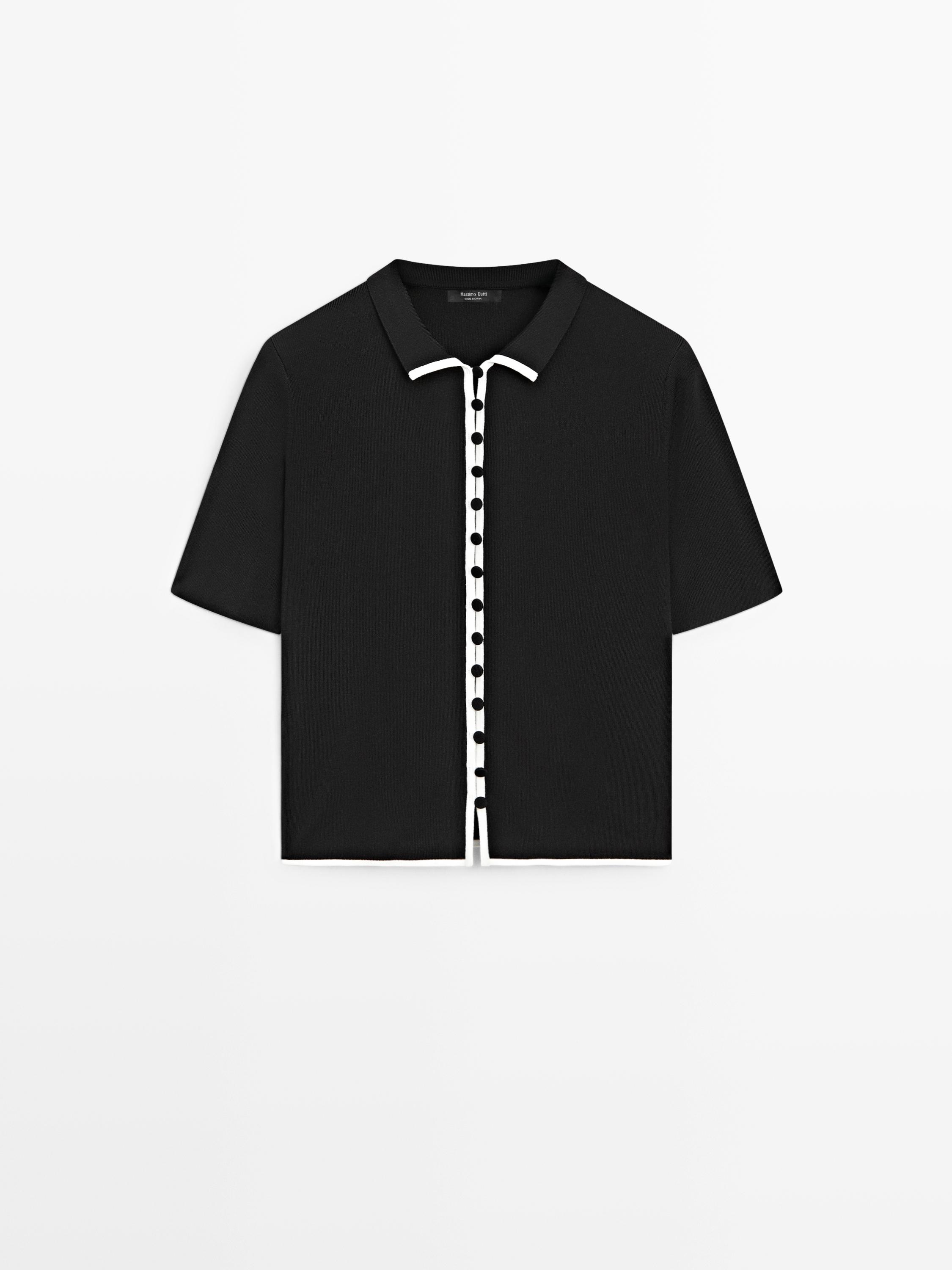 Contrast short sleeve cardigan