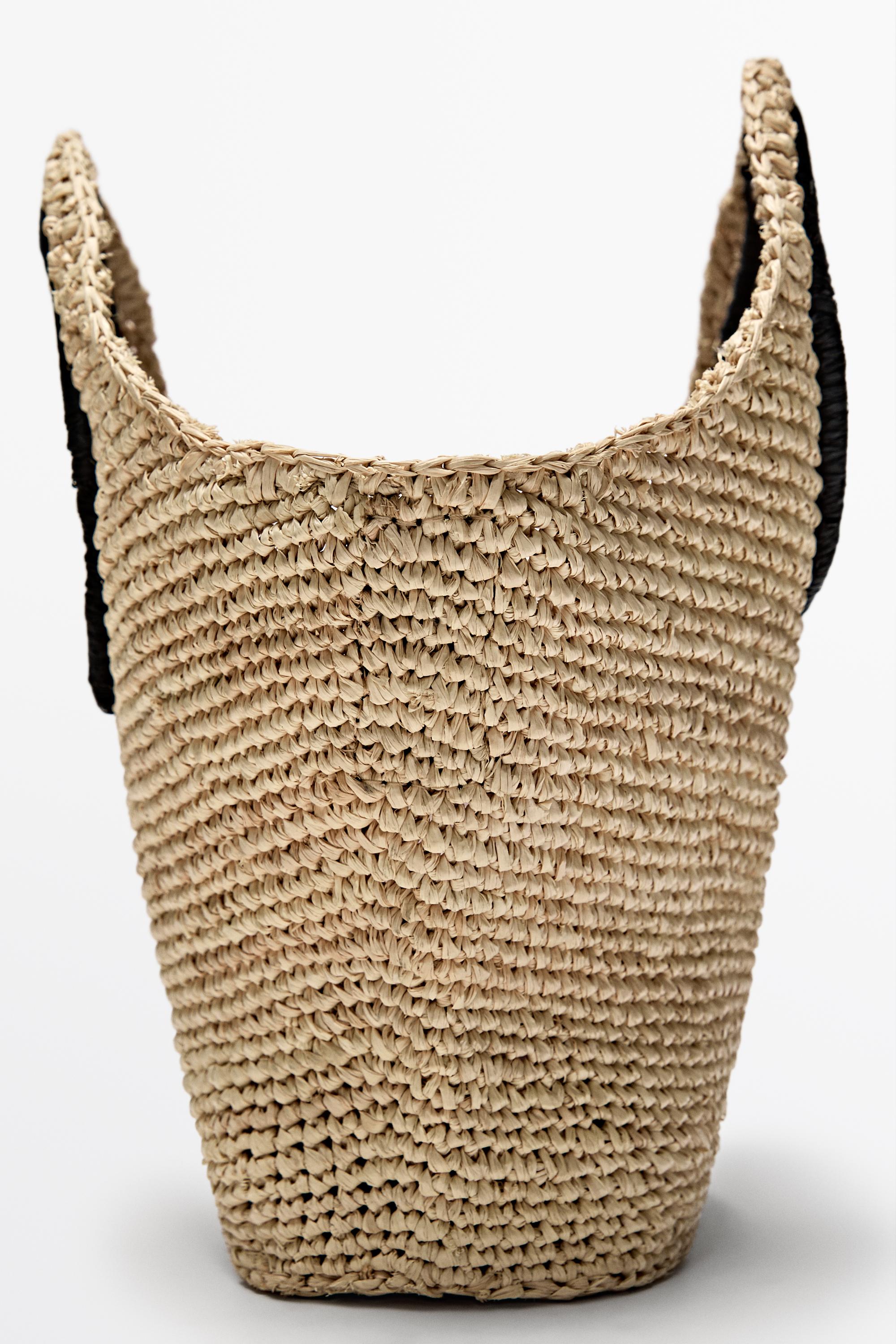100% Raffia Mini Crescent Bag — BEIGE