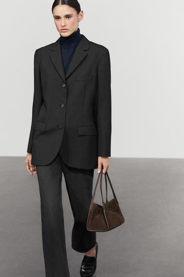 Three-button wool blazer — DARK GREY 8