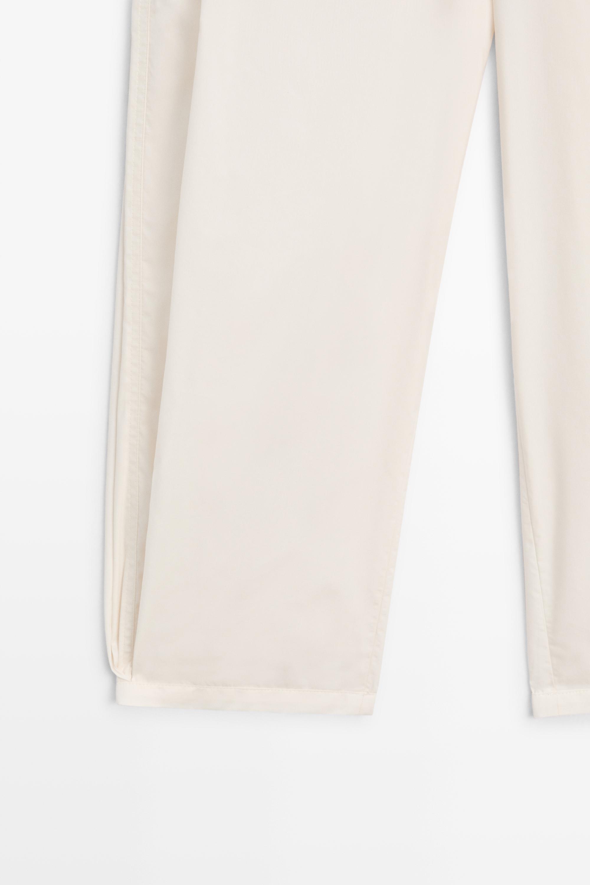 Cotton blend pants with tie detail — WHITE