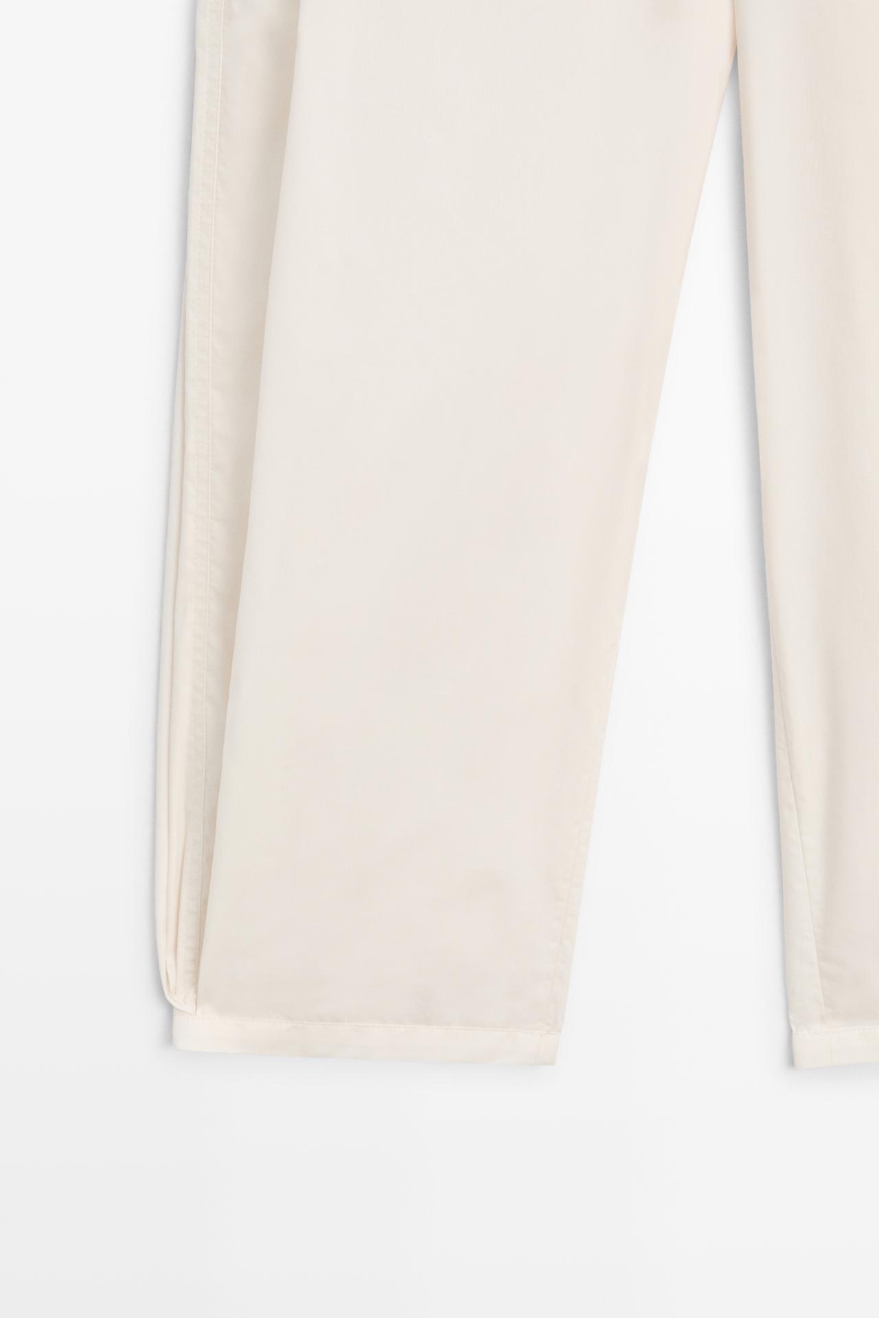 Cotton blend pants with tie detail — WHITE