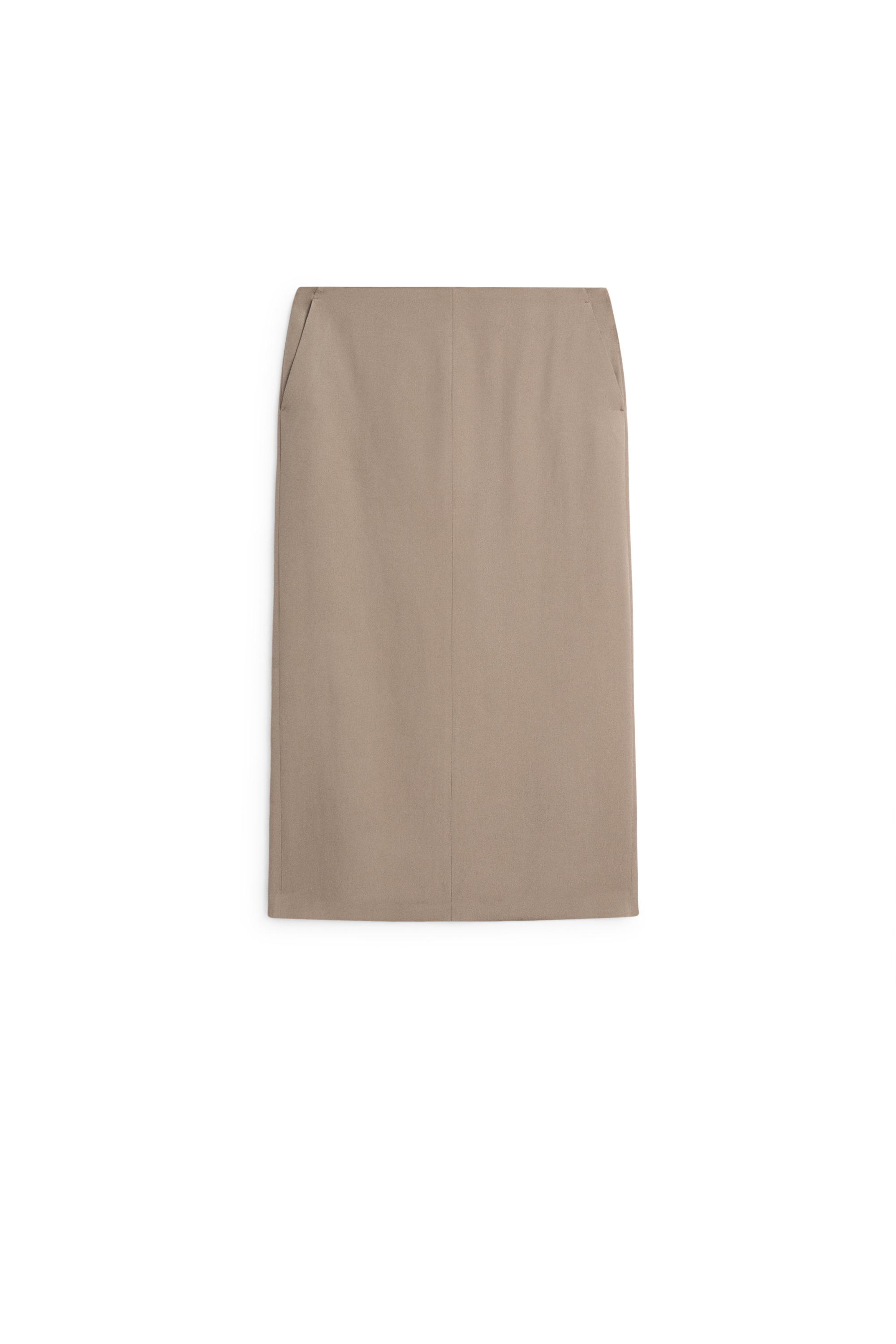 Flowing straight midi skirt - STUDIO — STONE