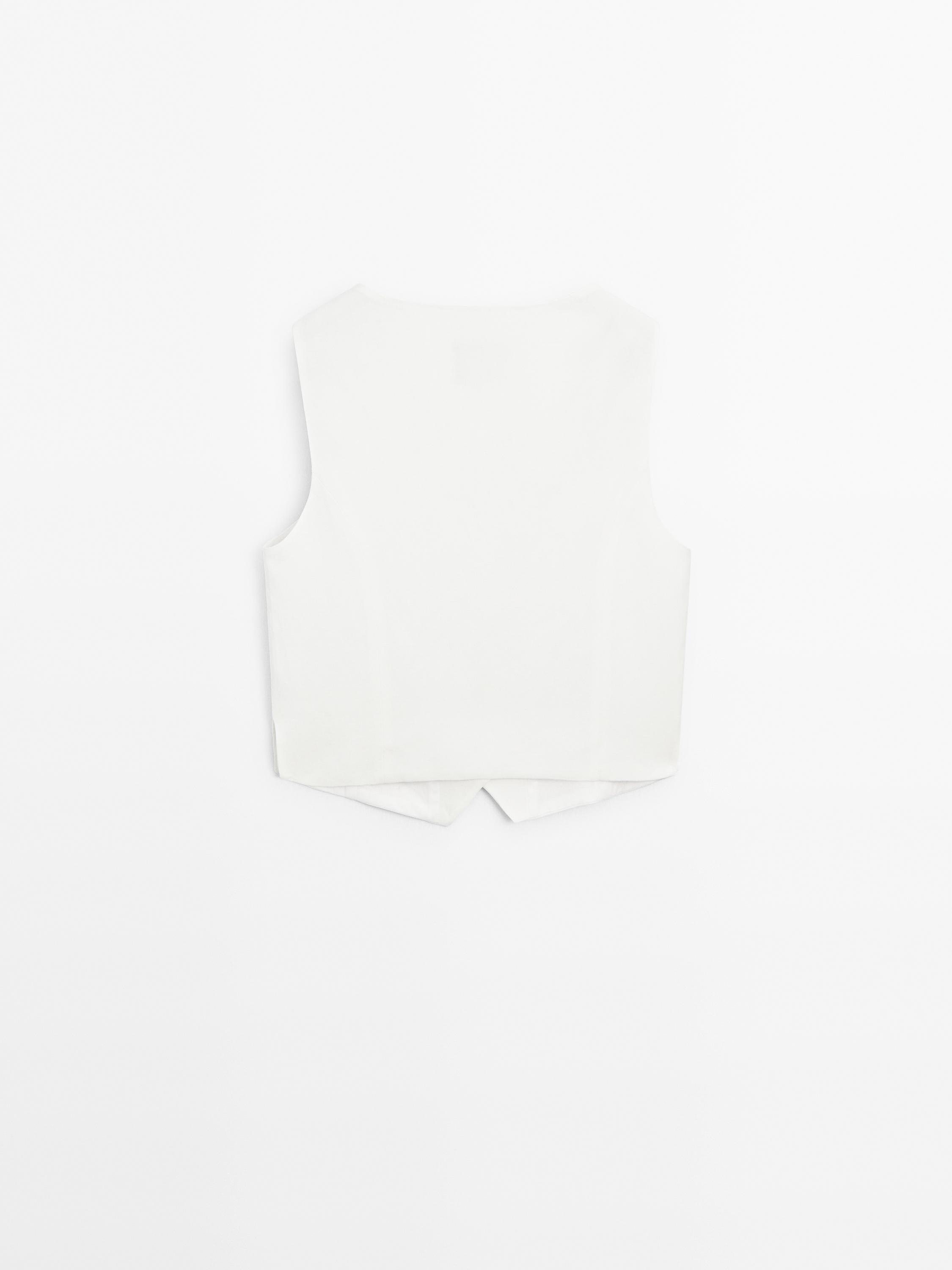 Cropped V-neckline waistcoat
