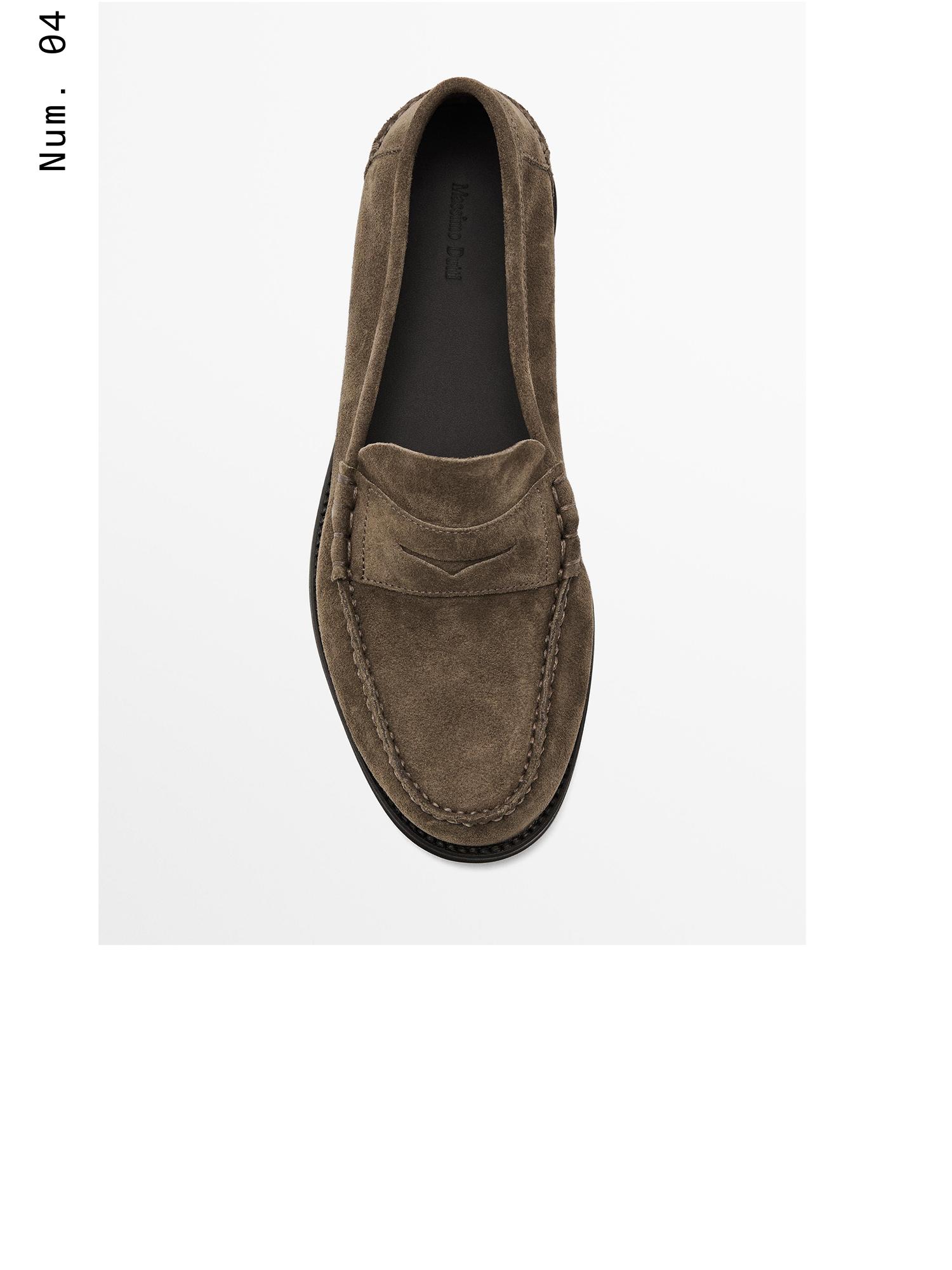 Split suede penny loafers