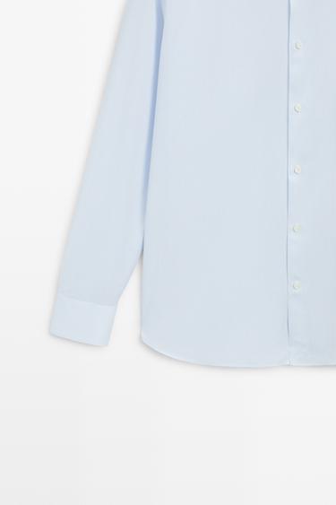Slim fit striped 100% cotton shirt — SKY BLUE 4