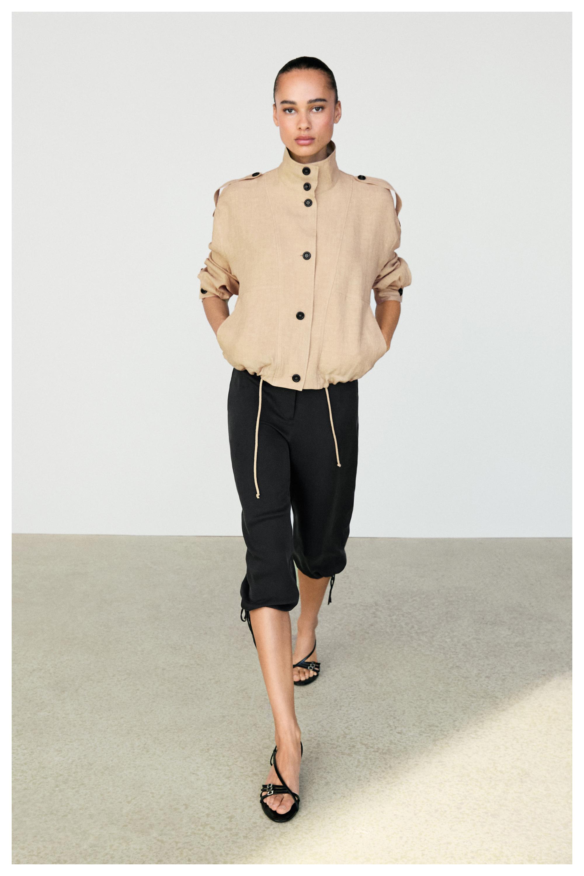 100% linen fluid bomber jacket — MUSTARD YELLOW