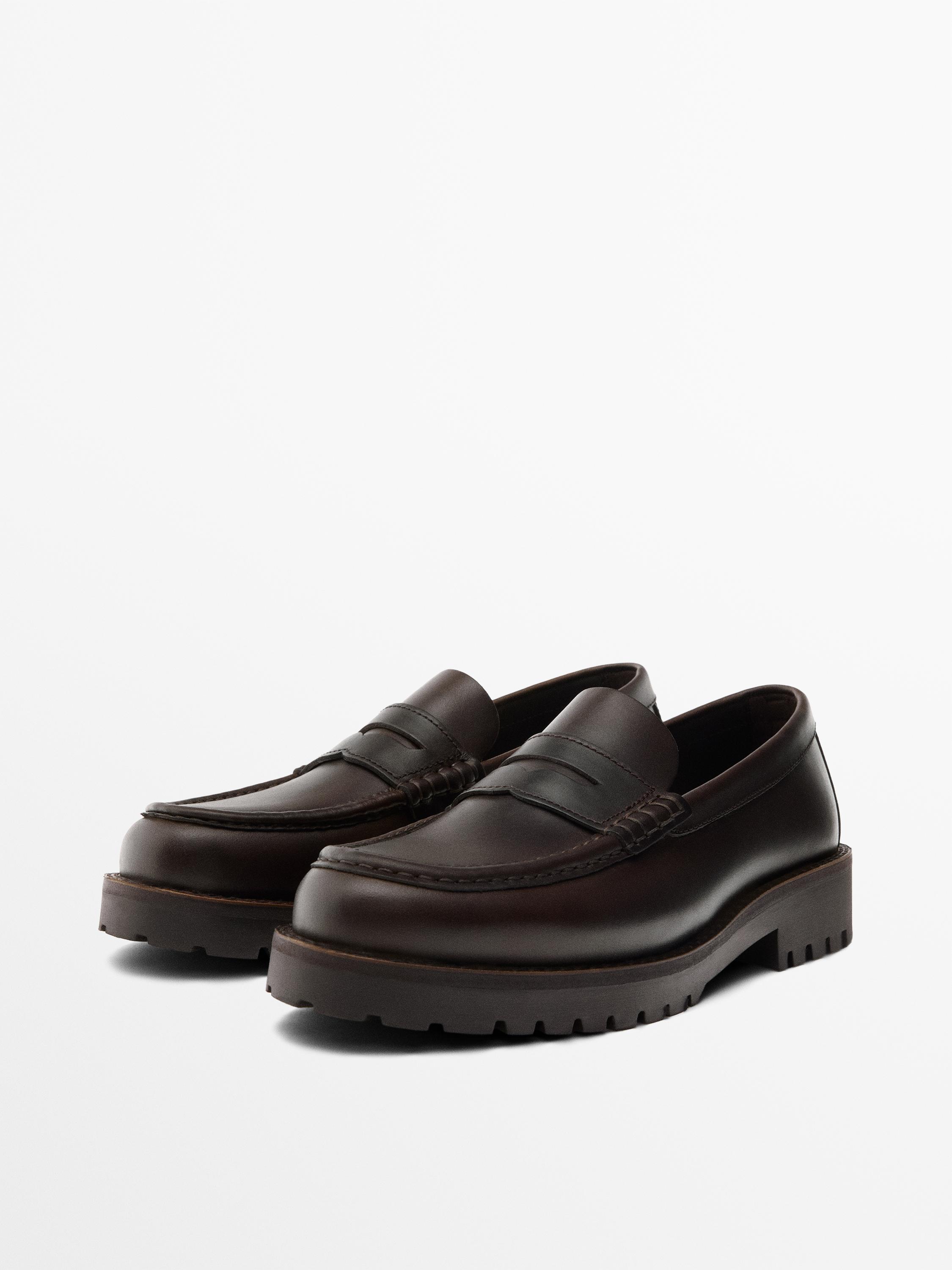 Moc toe loafers with track sole — BROWN