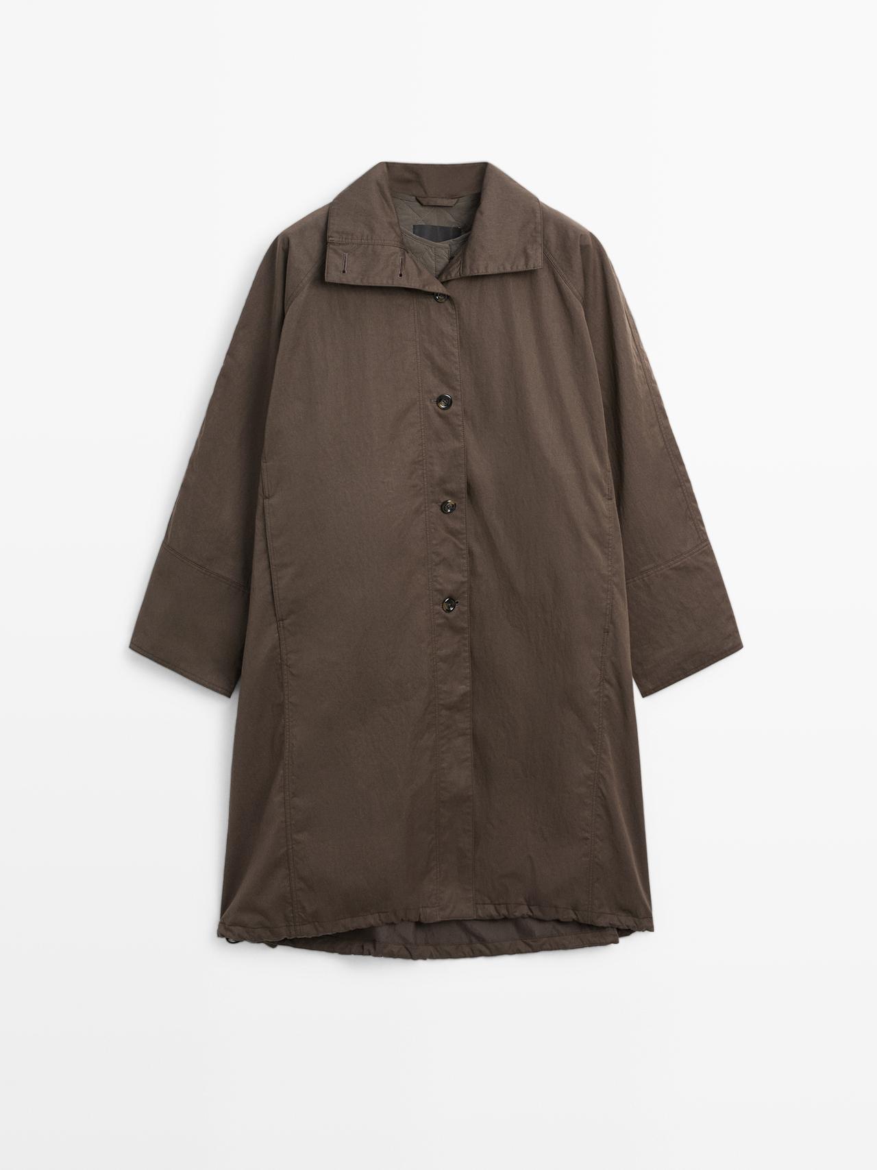 Massimo Dutti - Dame - Lang Parka Med Udtagelig Vest - Brun - L