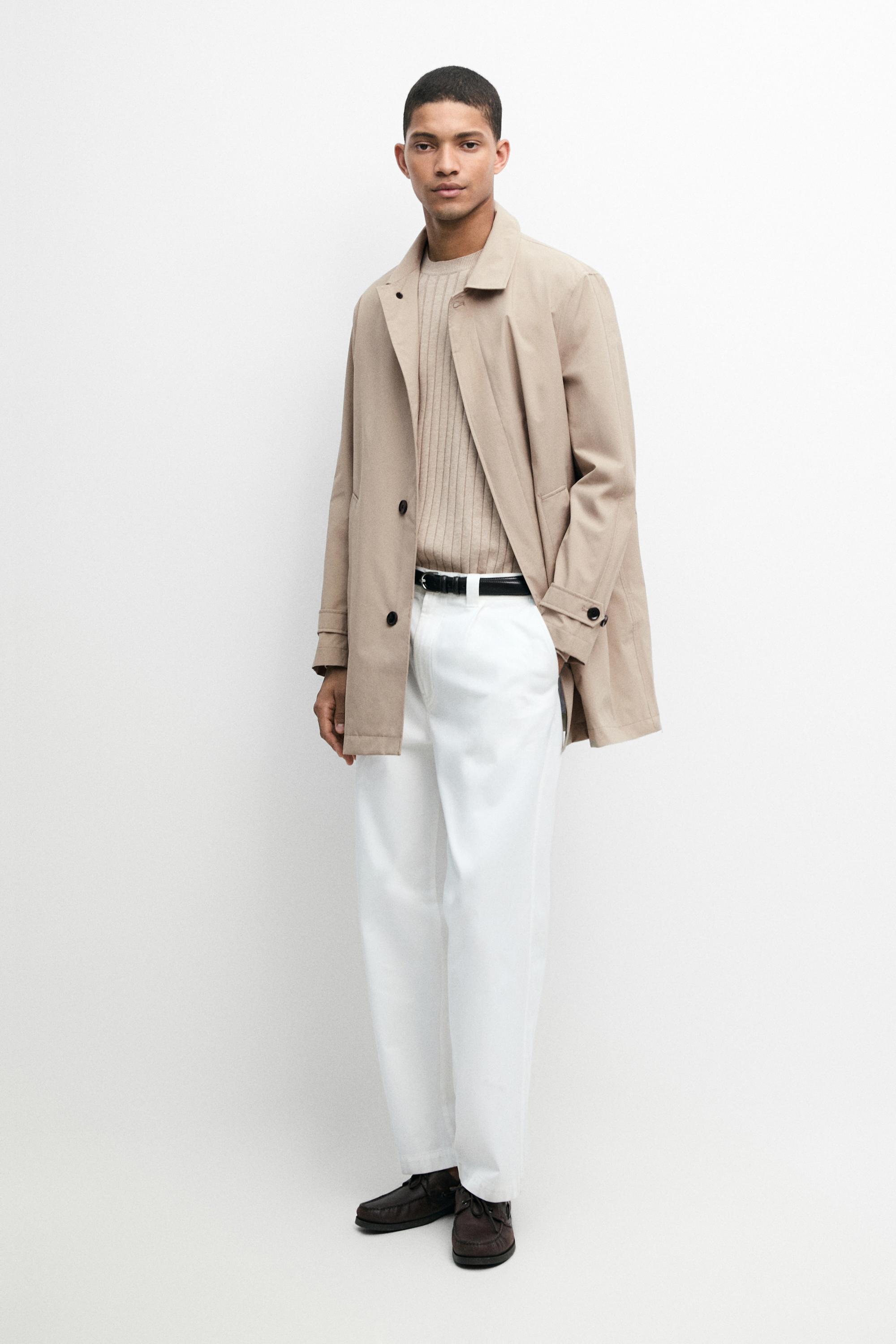 Lightweight long trench coat — PALE SAND