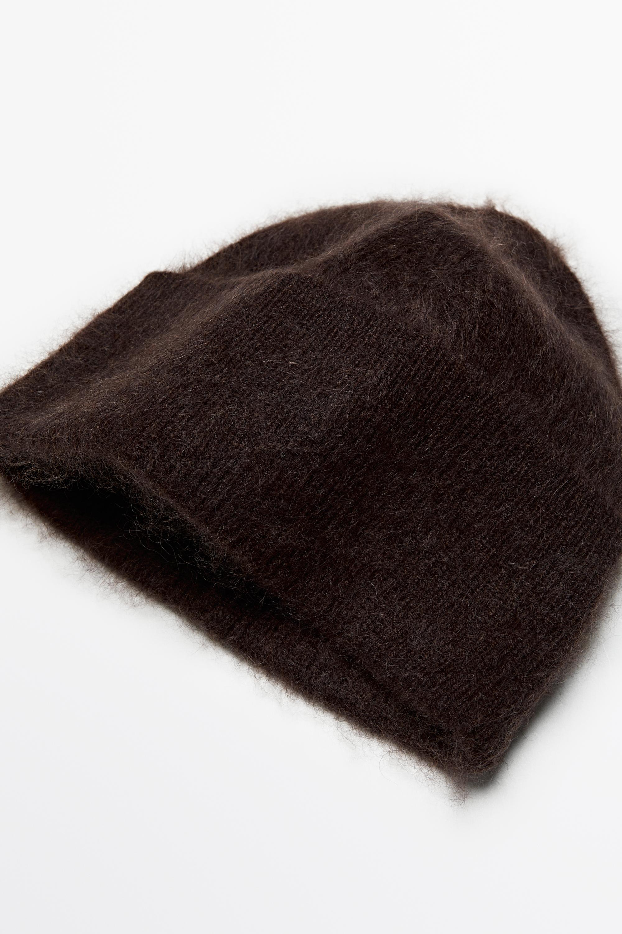 100% cashmere knit beanie — BROWN