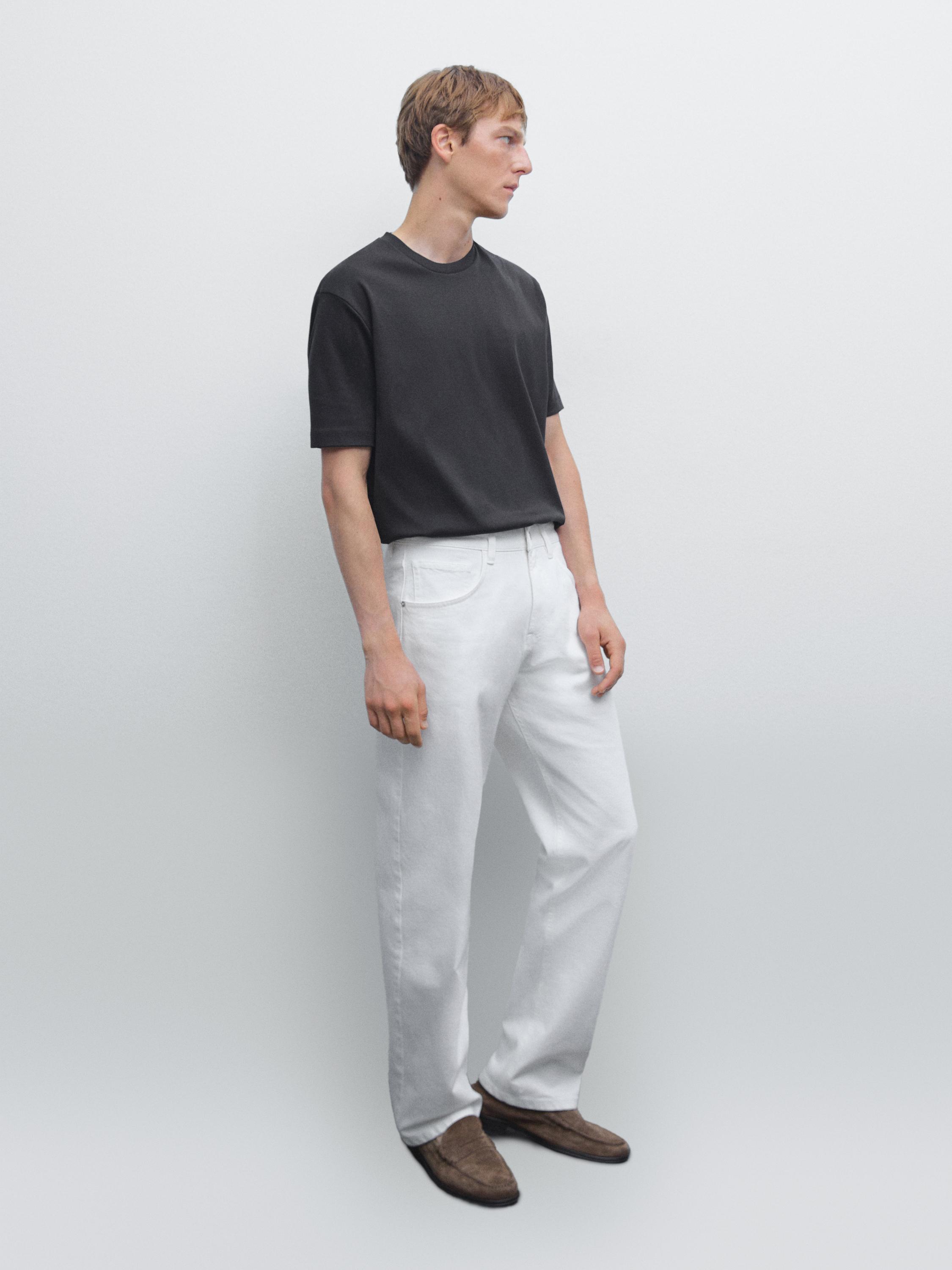100% mercerised cotton T-shirt — BLACK