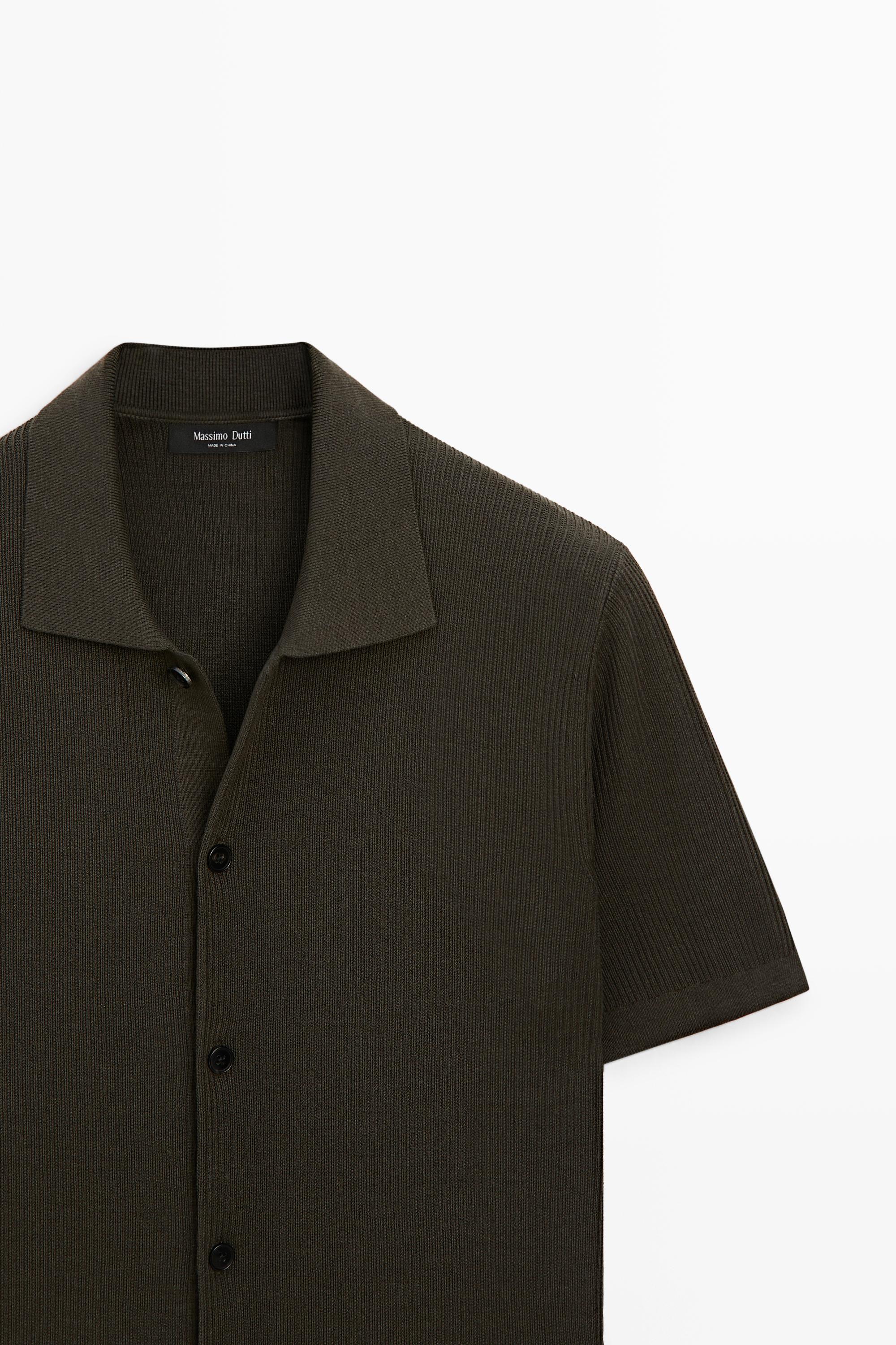 Cotton blend polo shirt with button detail — Greyish green