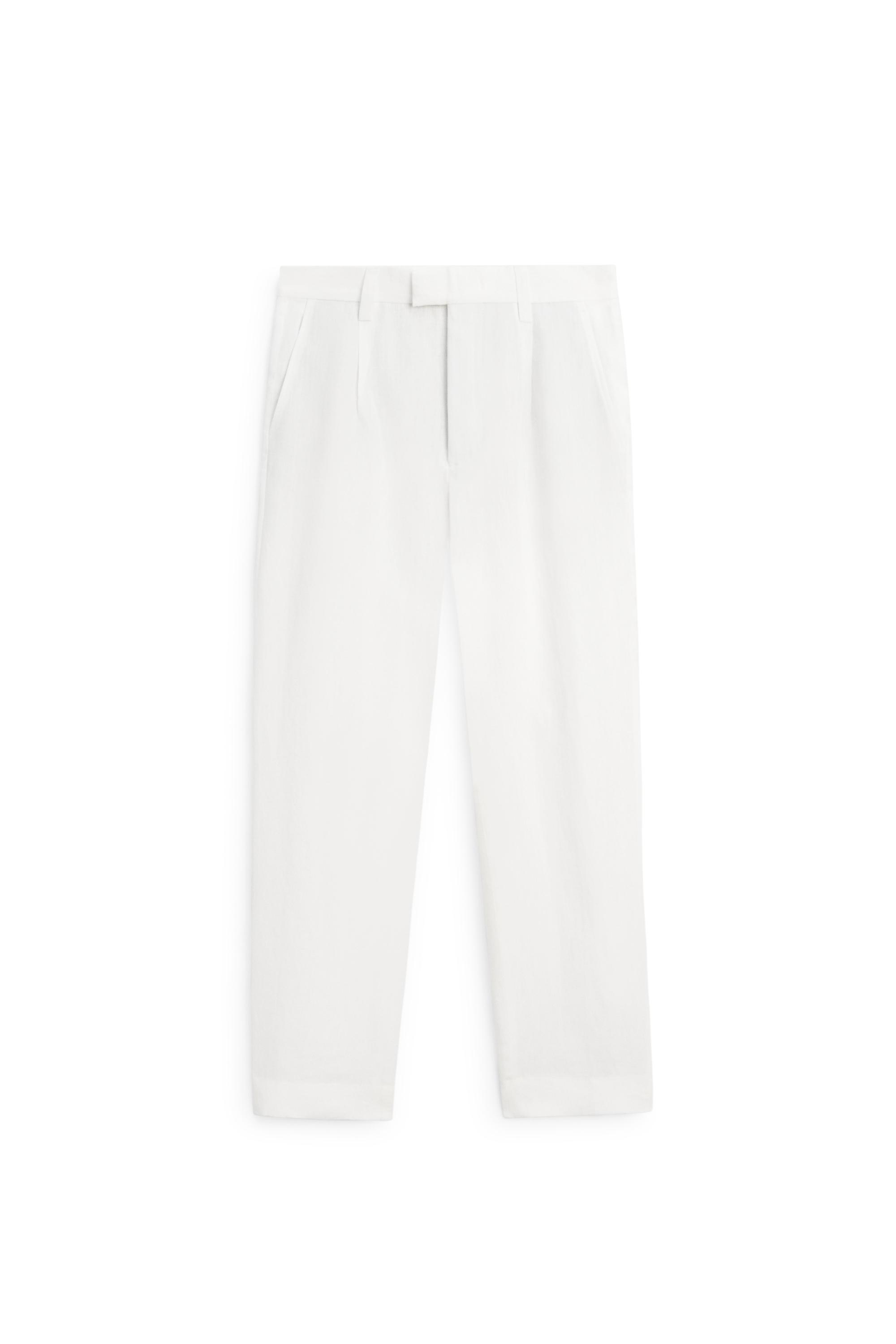 Darted 100% linen trousers — Off white