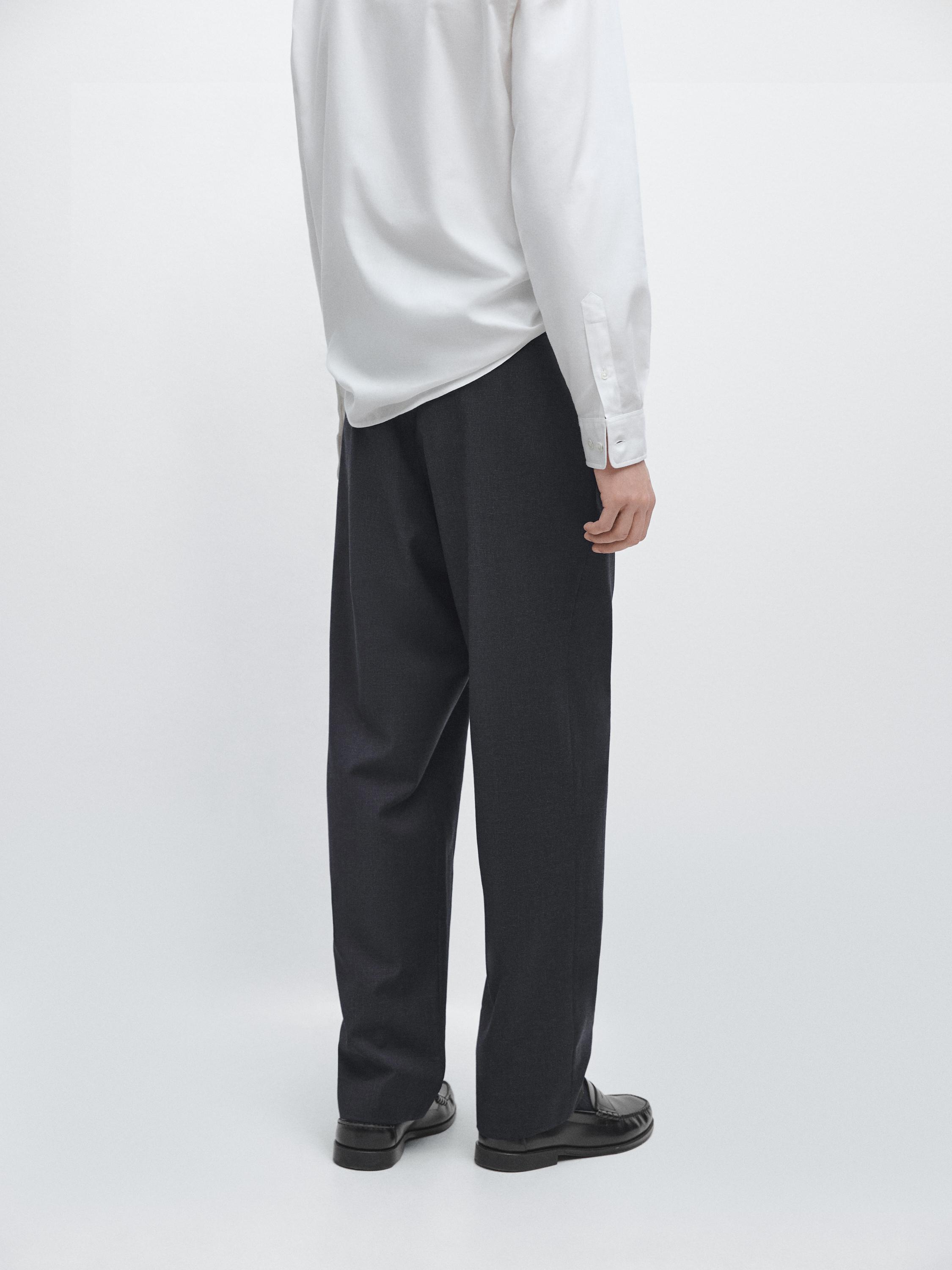 Wool houndstooth trousers — NAVY BLUE