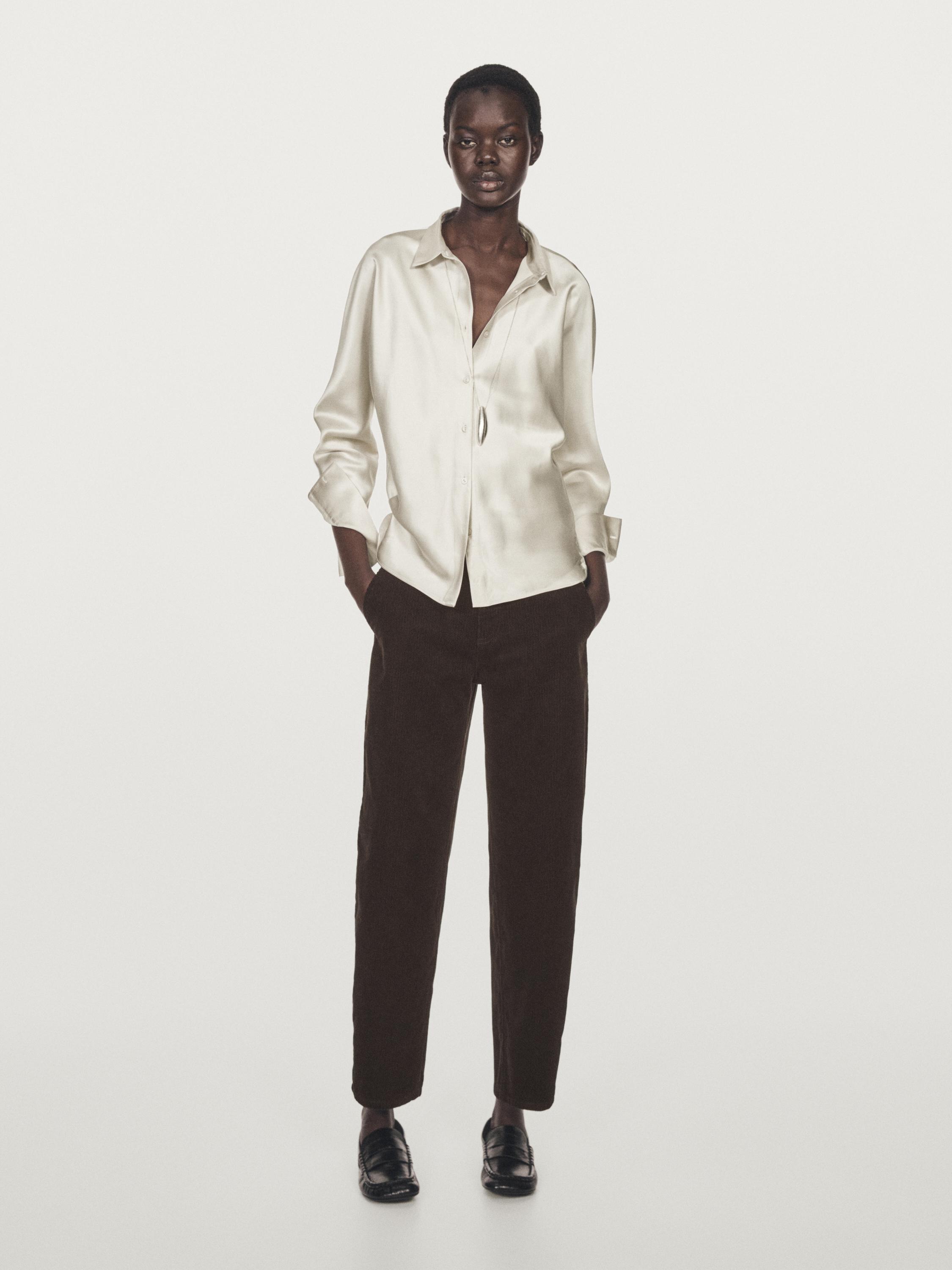 Camicia satinata con maniche a pipistrello
