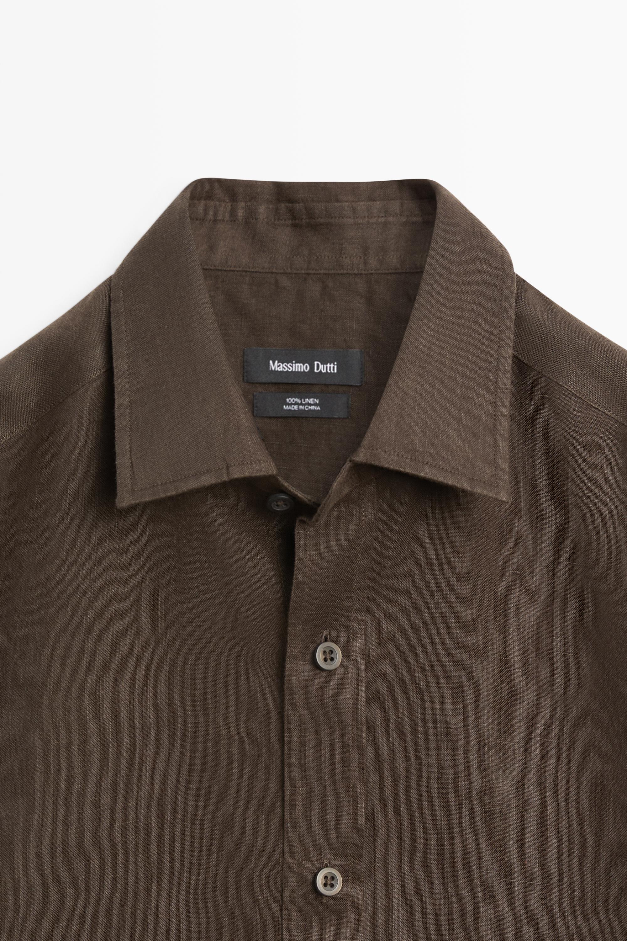100% linen slim fit shirt — Chocolate