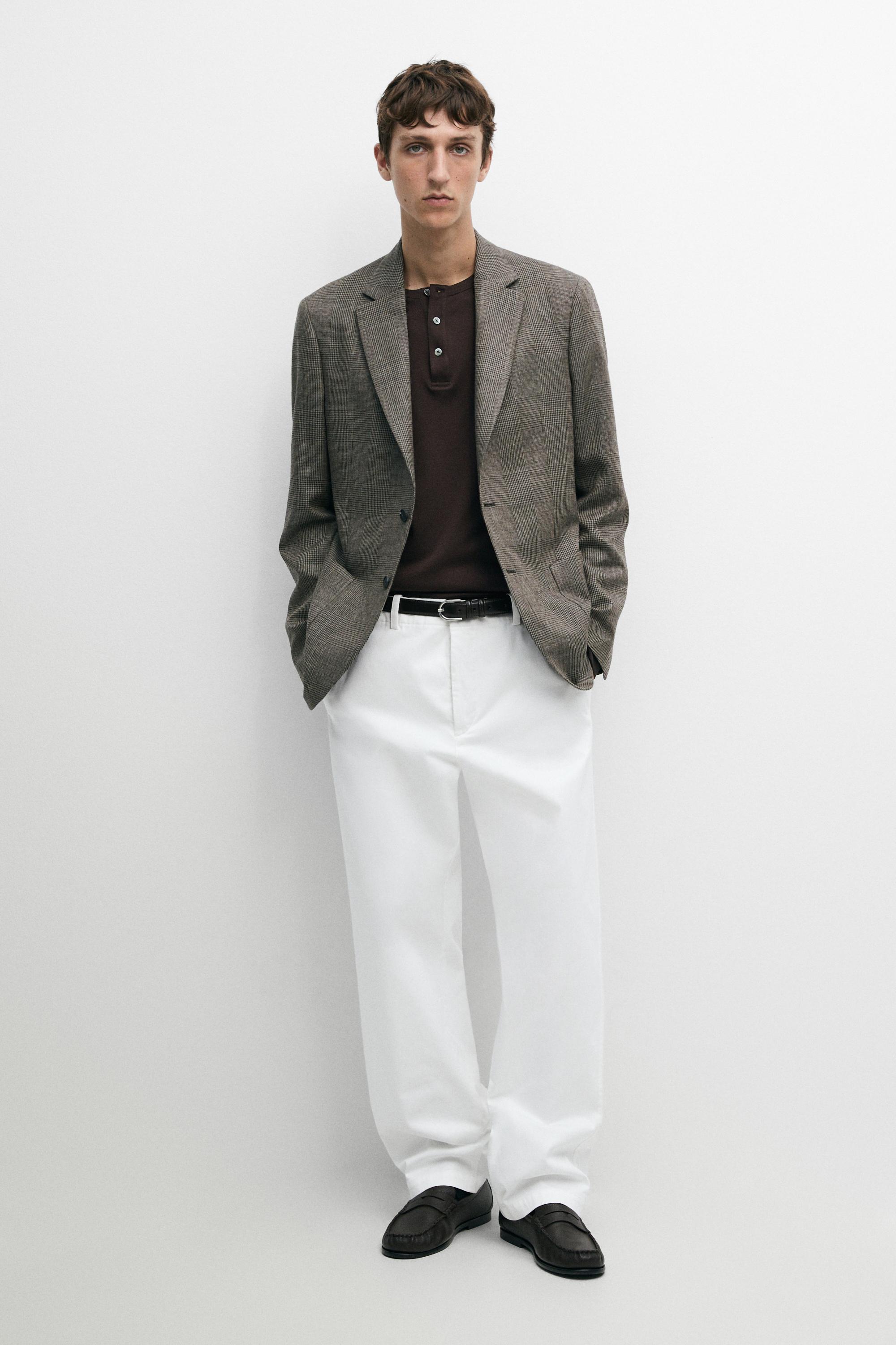 Tailored 100% wool check blazer