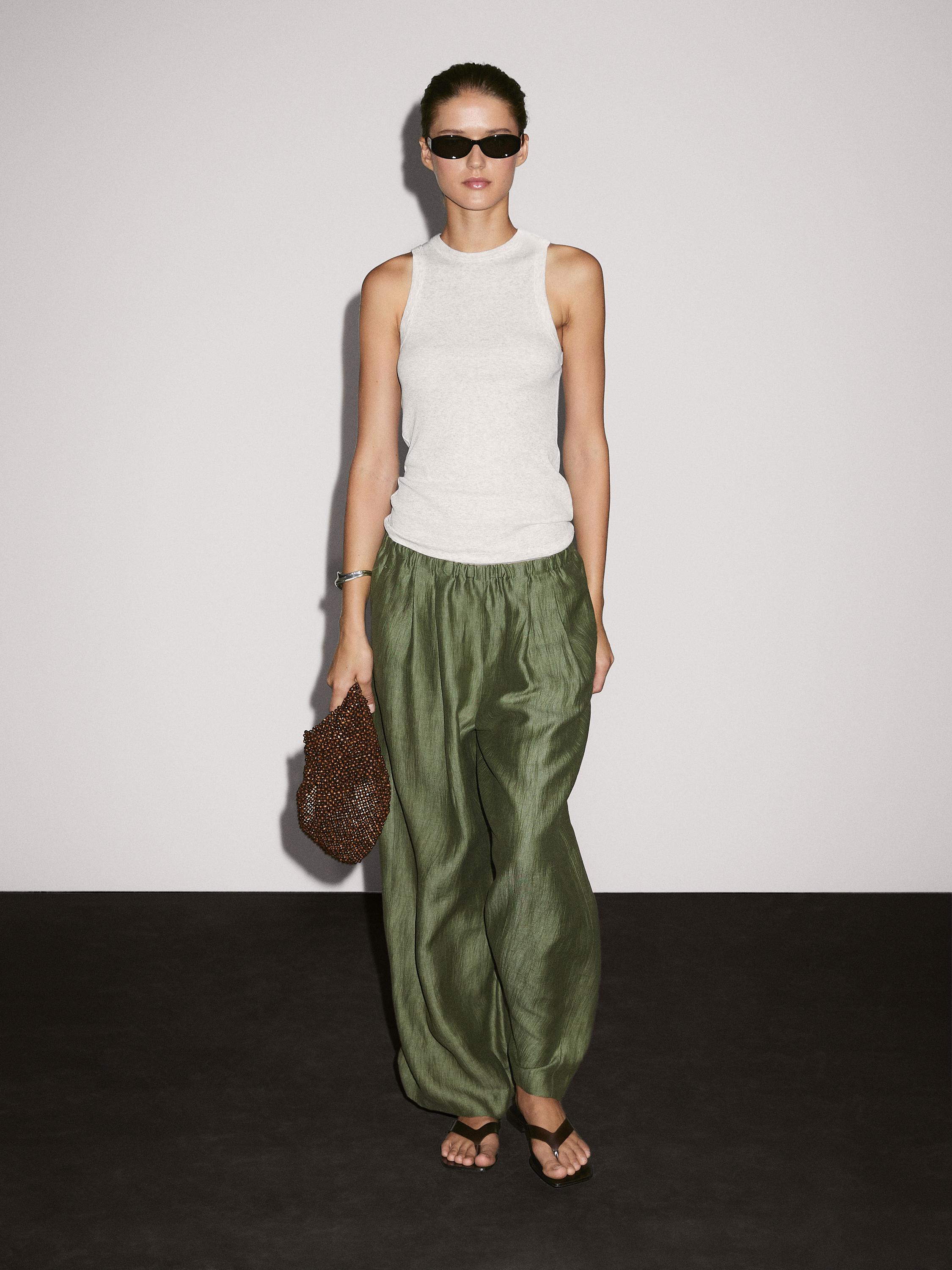 Løstsittende bukse i linblanding – straight-fit