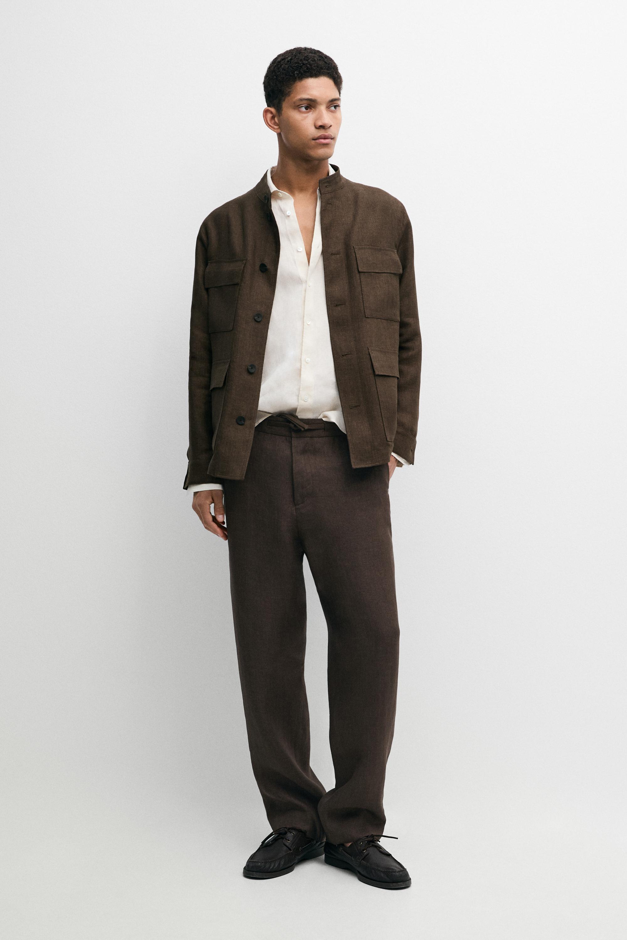 Faded total look linen trousers